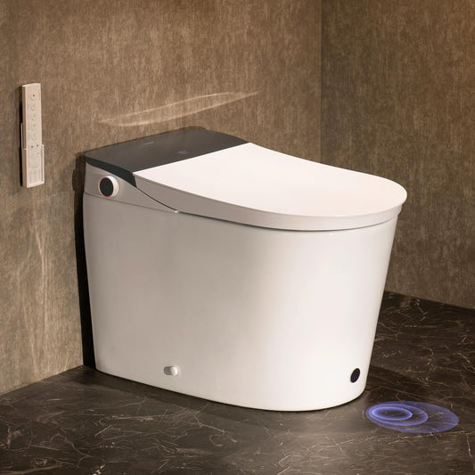 CANEST Smart Toilet with Bidet Built in, Foam Dispenser, Auto Temp Control Wide Heated Seat&0.1s Instant Water, Full-Area Seat Sensor, Auto Open/Close, Foot Sensor, Auto Deodorization, Remote(FC-002)