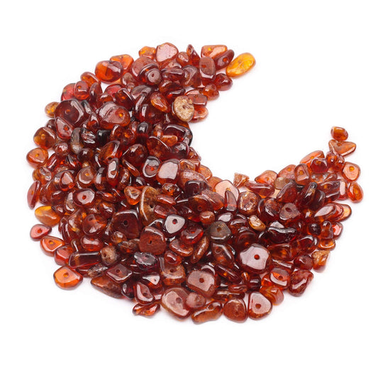 500 pcs Natural Chip Stone Beads, Orange Garnet 5-8 mm Irregular Gemstones Healing Crystal Loose Rocks Bead Hole Drilled for Jewelry Making Bracelet