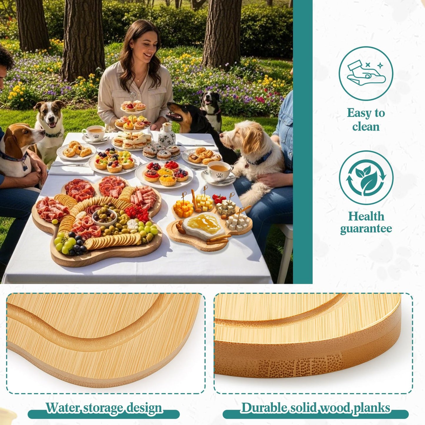 Ziliny Dog Paw Charcuterie Board Gift Set with Knives, Paw Print Cutting Board Dog Lovers Gifts for Women Wooden Puppy Platter for Christmas Housewarming Pet Lover Kitchen