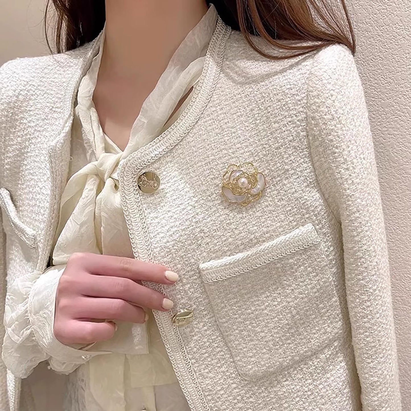 IvoryHaid Pearl Flower Brooch,elegant rose flower brooch pin,Brooches and Pins for Women,Exquisite Gold，Plated Design with Premium Pearl, Perfect for Daily & Special Occasions