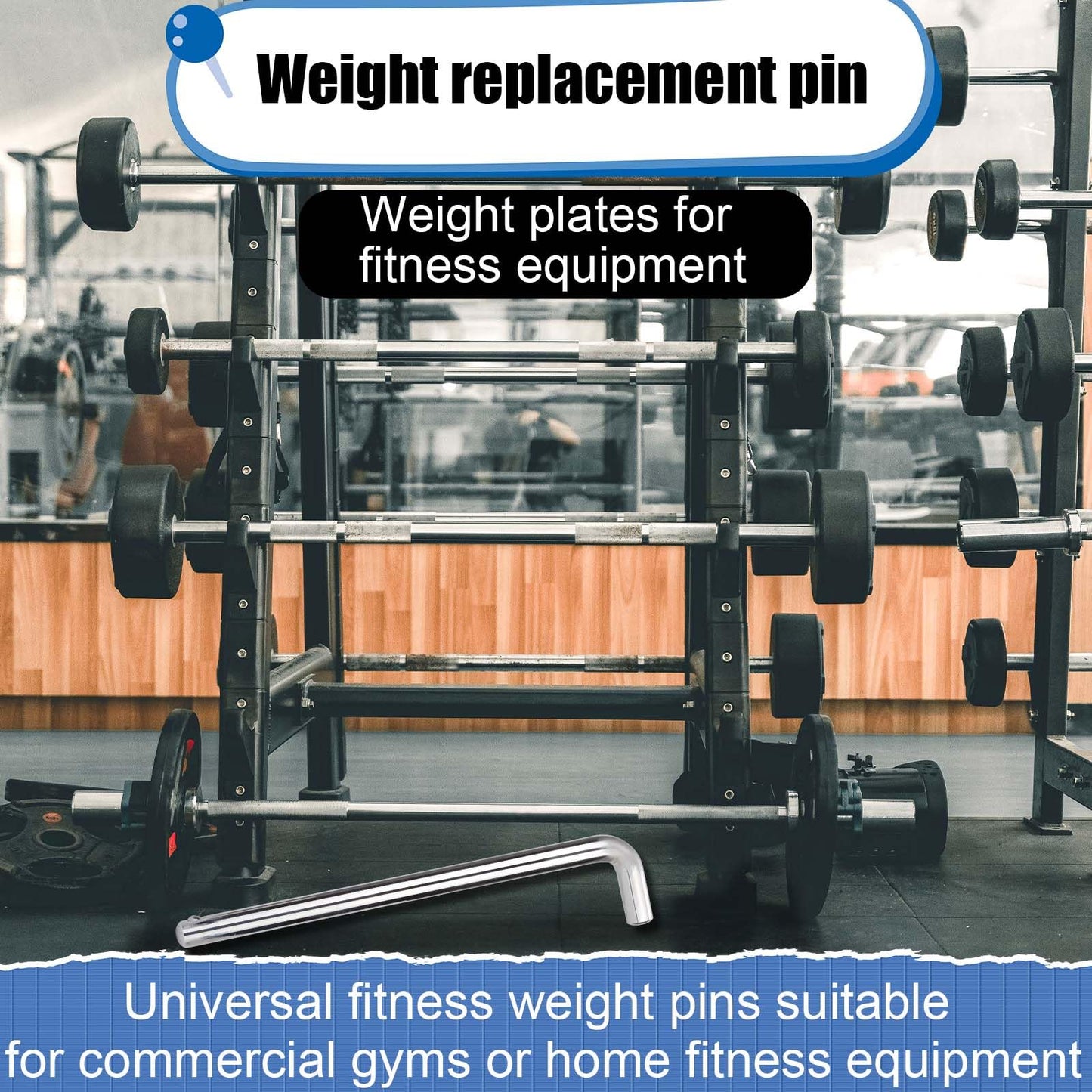 NQEUEPN Weight Stack Pin, 3/8 Inch Diameter 4.4 Inch/11.18cm Weight Loading Pin L Shaped Stack Extender Selector Inserts Gym Fitness Equipment for Home Gym Accessories