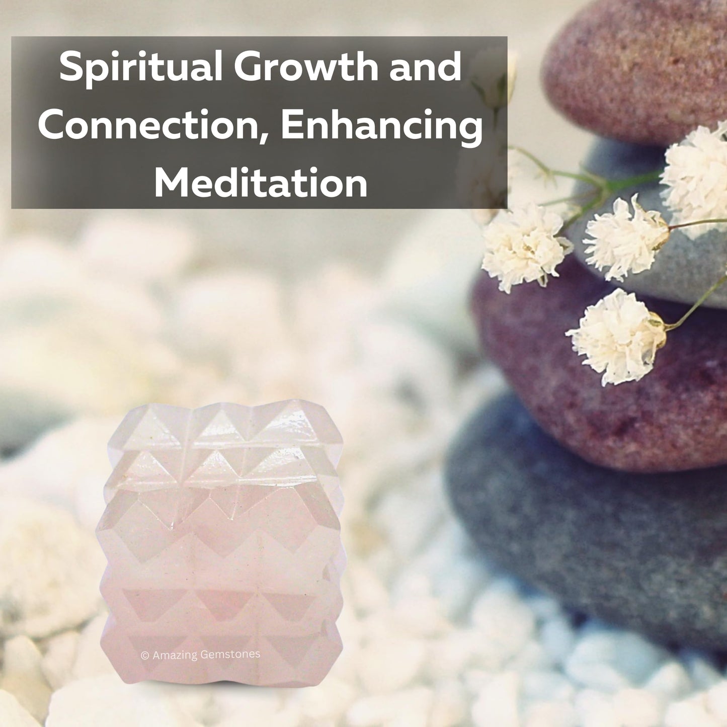 Amazing Gemstone Rose Quartz Crystal Cube with 54 Pyramid - 1" Mini Lemurian Pyramid Cube Figurine of Natural Stone Pyramid for Meditation, Reiki, Chakra Balancing Vastu Pooja and Crystal Grids