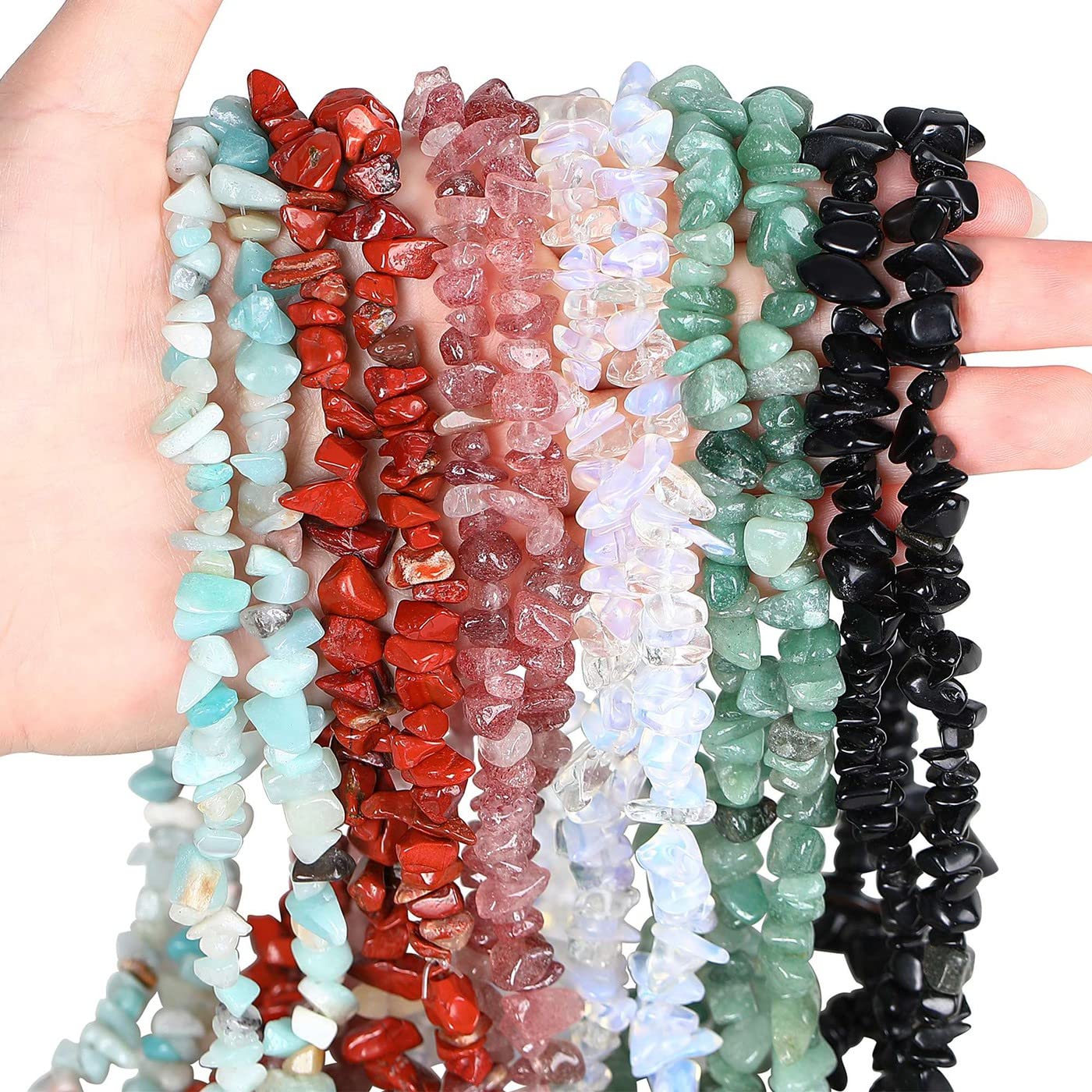 LAIDANLA Green Aventurine 400pcs Natural Chip Stone Beads 5-8mm Healing Crystal Irregular Gemstones Drilled DIY Loose Rocks Bead Crystal for Bracelet Earrings Necklace Jewelry Making Crafting