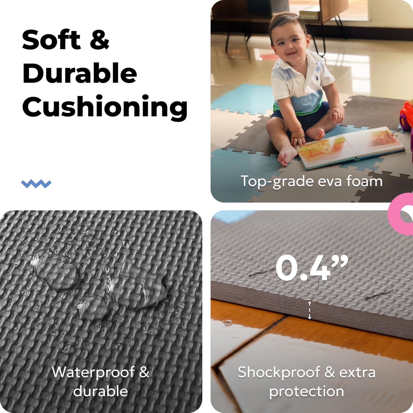 MioTetto Baby Play Mat, Soft Foam Floor Tiles for Kids. Adjustable Interlocking Foam Tiles, Fits with 50x50 Playpen Baby mat for Crawling & Development, Safe & Non-Toxic Playmat for Babies 6-12 Months