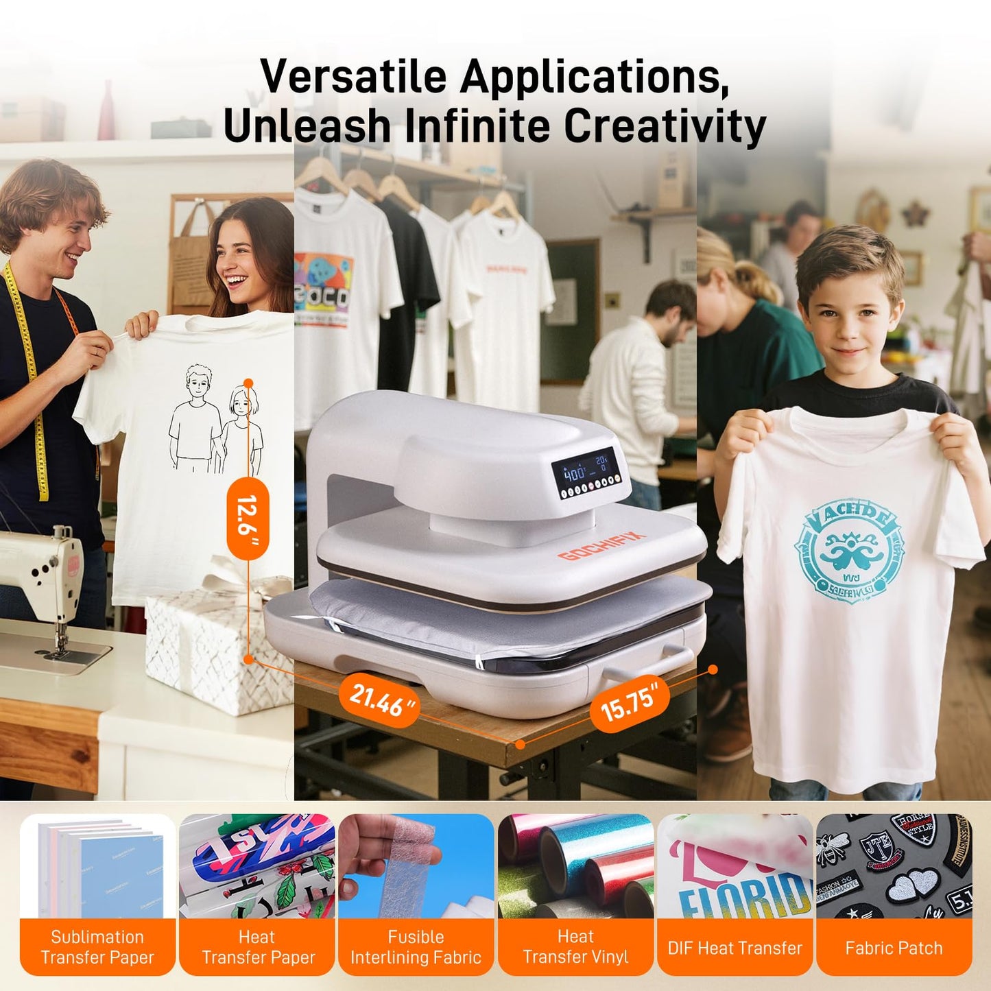 Heat Press Machine for T Shirts, 15"x15" Auto Shirt Press Machine w/ 4 Memory Modes, 15 Mins Auto-Off, Precise Temp/Timer Control, Fast Even Heat for Sublimation, HTV, Heat Transfer Projects
