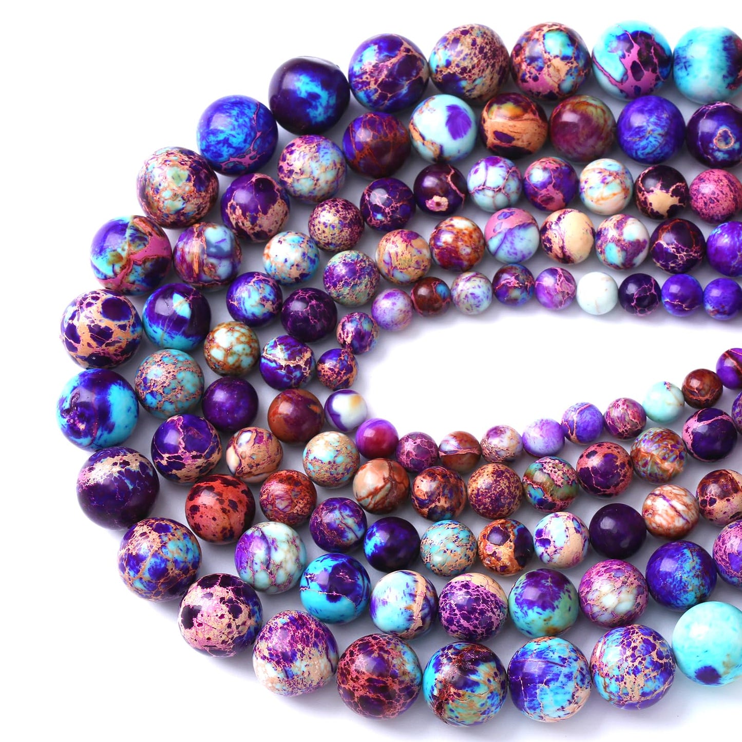 60PCS 6mm Natural Galaxy Sea Sediment Jasper Beads Gemstone Round Loose Spacer Stone Beads for Jewelry Making DIY Bracelet Necklace 15 Inch