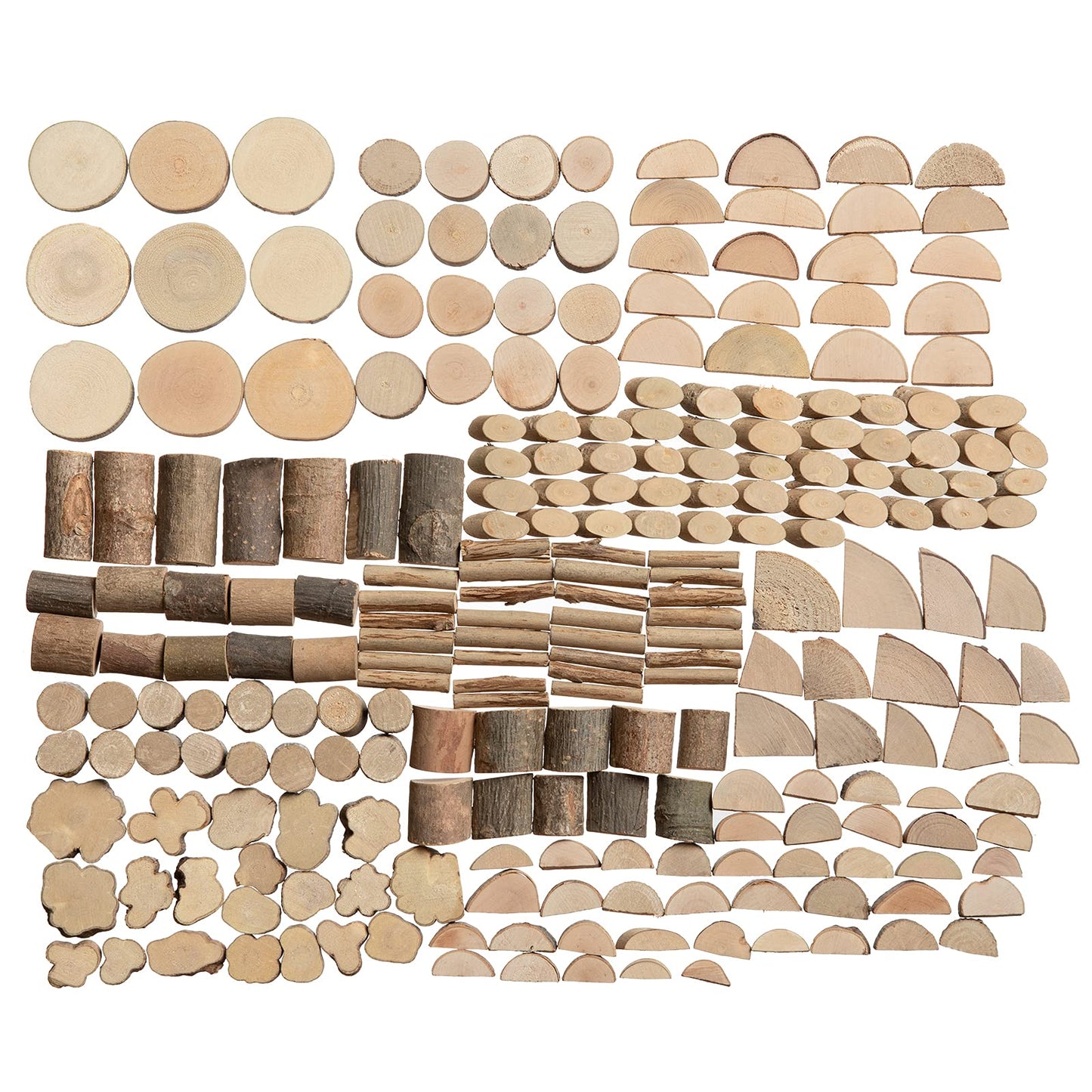 LAZACA Wood Craft Kits DIY for Kids Ages 5-10 Wooden Art Paint Bulk Crafts Garden Playset Loose Parts Play Materials 250 Pcs/19.5X13X3.5cm
