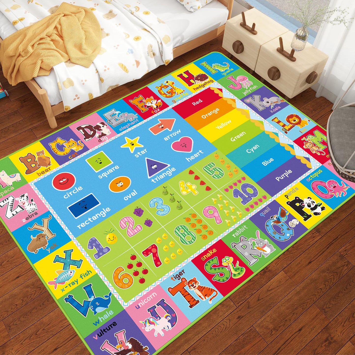 Kentaly Baby Play Mat Kids Rug for Floor, Playmat for Kids Toddlers Infant, Extra Large Thick Playtime Collection ABC, Numbers, Animals Educational Area Rugs for Playroom (78.7X59 Inch)