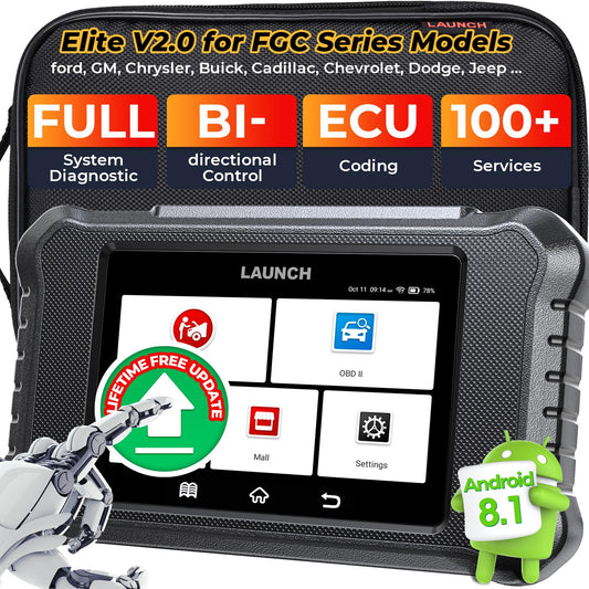LAUNCH X431 Creader Elite 2.0 PRO FGC OBD2 Scanner 2026, Full System Diagnostic Tool for F0rd, G.M, Chrysler, Bi-Directional Control, 100+ F.ree Resets, , AUTOVIN, ECU Coding, Lifetime F.ree Updates