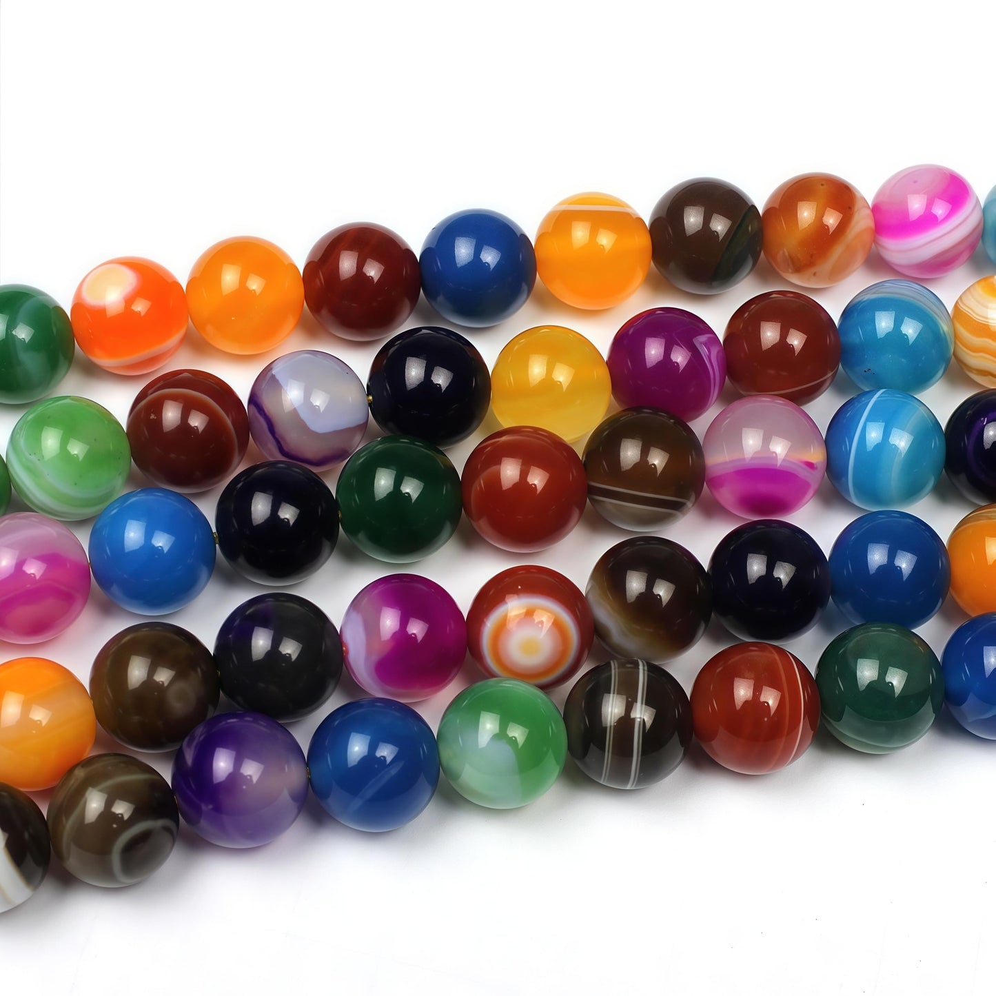MJDCB Natural Multicolor Stripe Agate Beads Round Loose Beads for Jewelry Making DIY Bracelet Necklace (8mm)