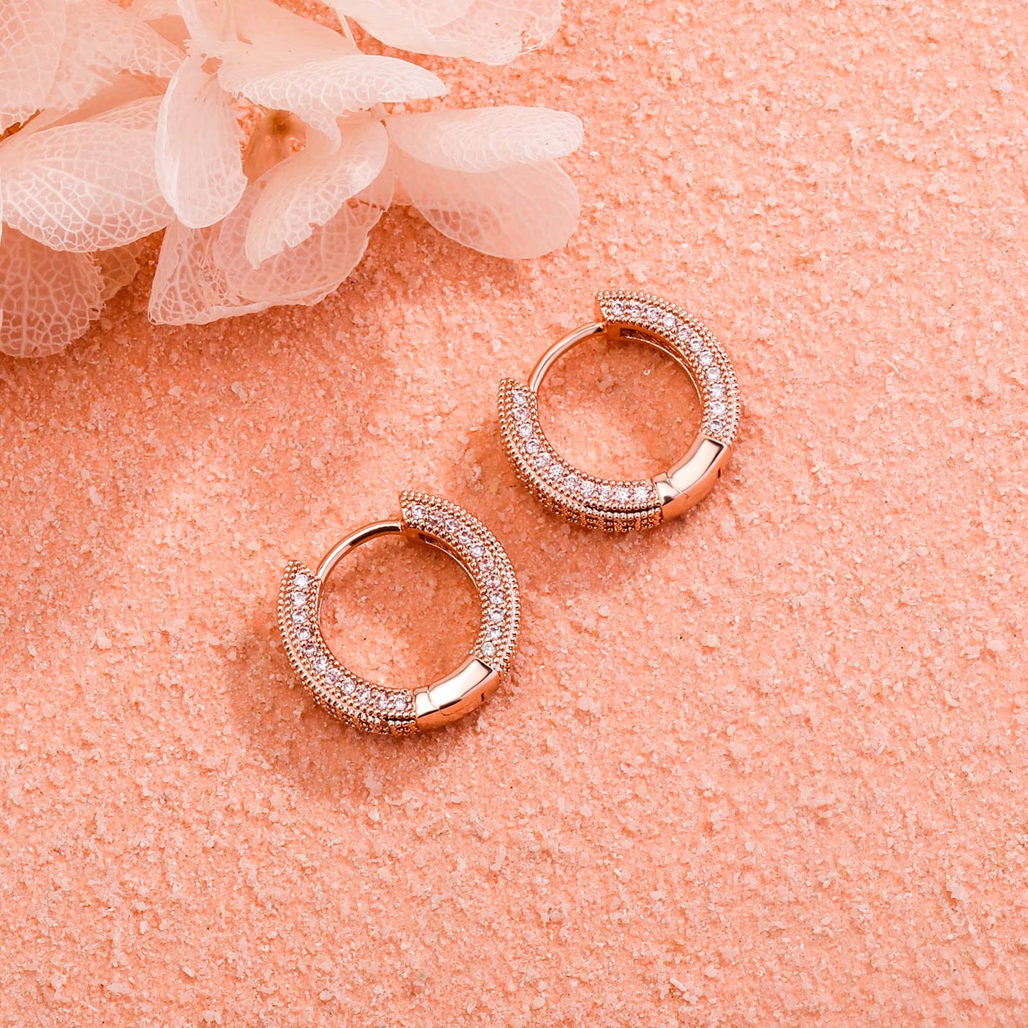 TOPGRILLZ Iced Out Hoop Earrings Cubic Zirconia Huggie Cartilage Cuff Hypoallergenic 14K Gold Plated Luxury Fashion Round Circle Earrings For Men Women-05RG