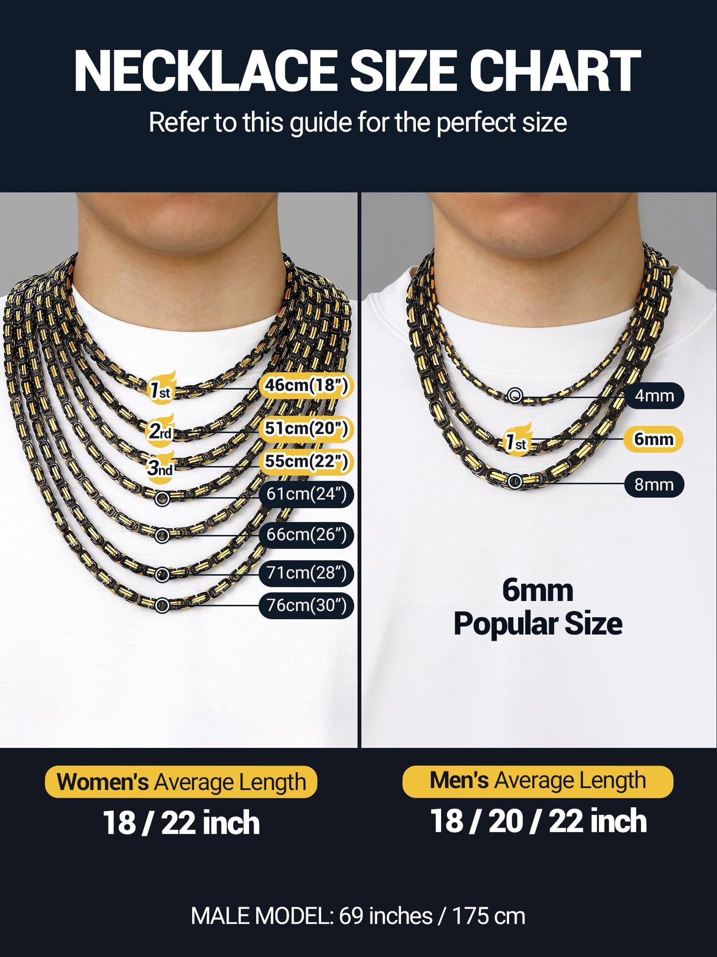 PROSTEEL Necklace Chain For Men Stainless Steel Jewelry Black Trendy Necklaces