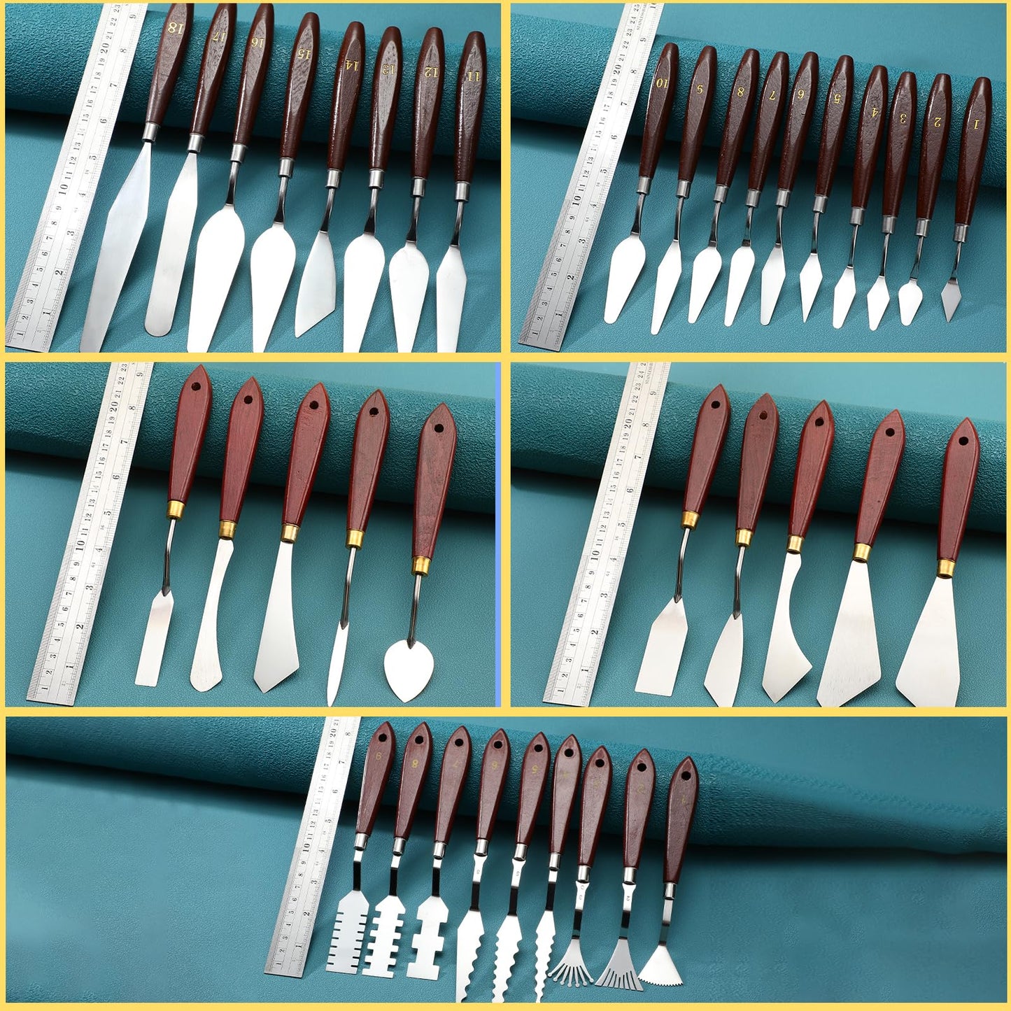 Lasnten 37 Pcs Palette Knife Set Pallet Knife Set Stainless Steel Paint Spatula Tools with Wooden Handle for Acrylic Color Mixing Scraper Supplies Oil Painting Accessories