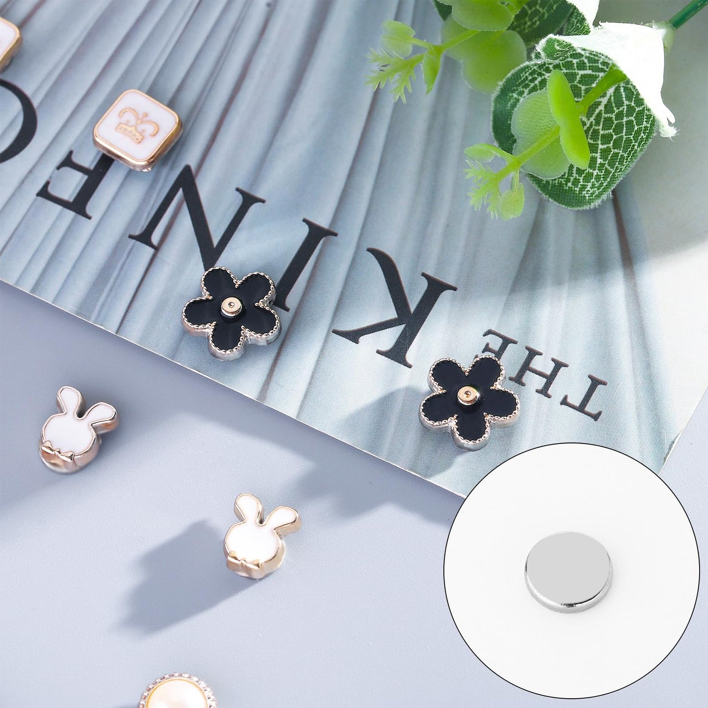 NEWITIN 15 Pairs Magnetic Stud Earrings for Women Clip on Earring Magnet Studs Inlaid Cubic Zirconia Pearl Stud Earring Fashion Non Piercing Magnetic Earrings for Women