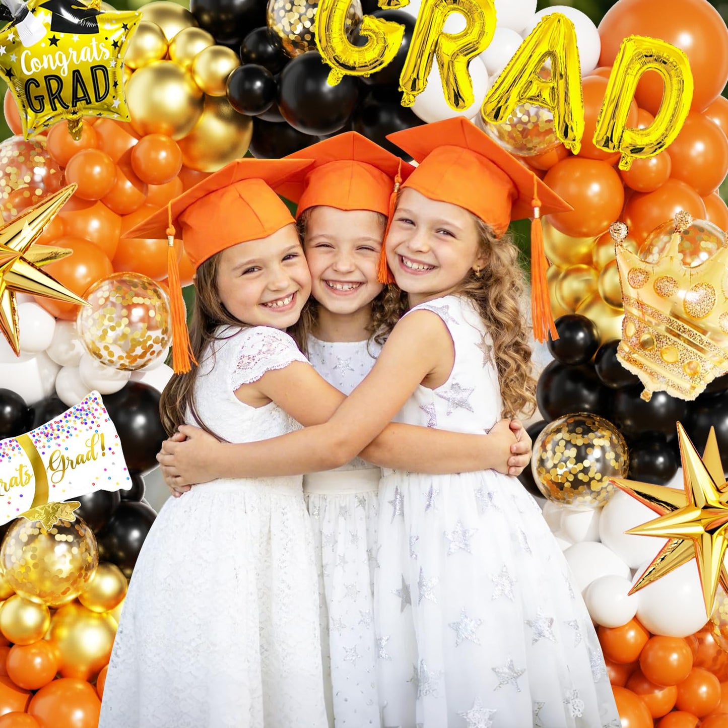 Graduation Balloon Arch Garland Kit Orange Black White Gold Graduation Decorations 2026 for College High School Class of 2026 Grad Party Prom Decor