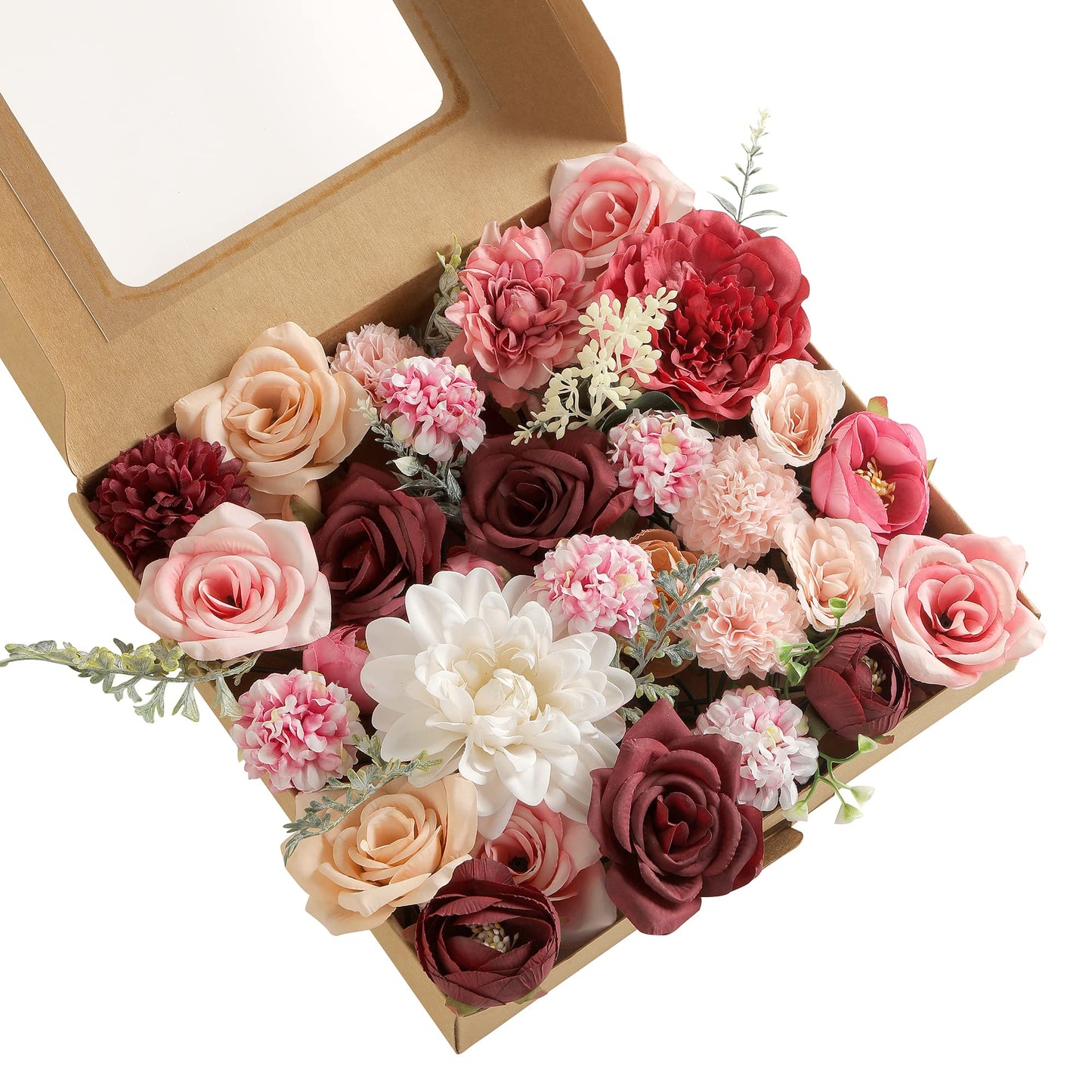 kuujojo Artificial Flowers Combo, Fake Flowers for DIY Tables Centerpieces Baby Shower Bridal Shower Wedding Bouquet Arrangements Party Candle Holder Cake Decor Flower Home Decorations