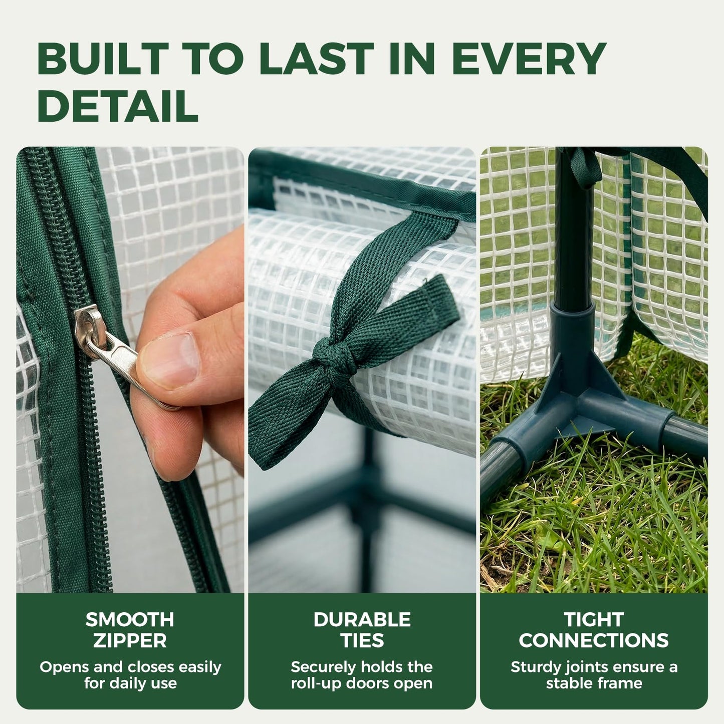 Gentingbro 106 x 36 x 34-Inch Mini Greenhouse Outdoor Invernaderos para Plantas Exterior with Fully Openable Zipper Door Cover Portable Frame with Reinforced U-Shaped Ground Stakes