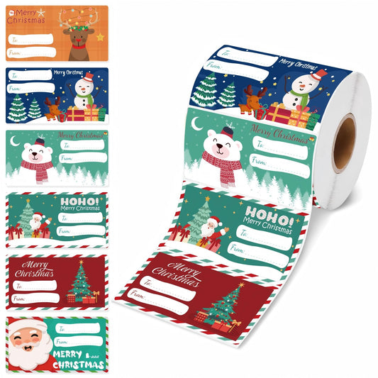 500 PCS Christmas Gift Tags, Gift Tags for Christmas Presents, Self-Adhesive Name Stickers Labels for Christmas Wrapping Paper, Envelope, Cards, Present, Birthday, Holiday Decor (2.95 x 1.6 Inch)
