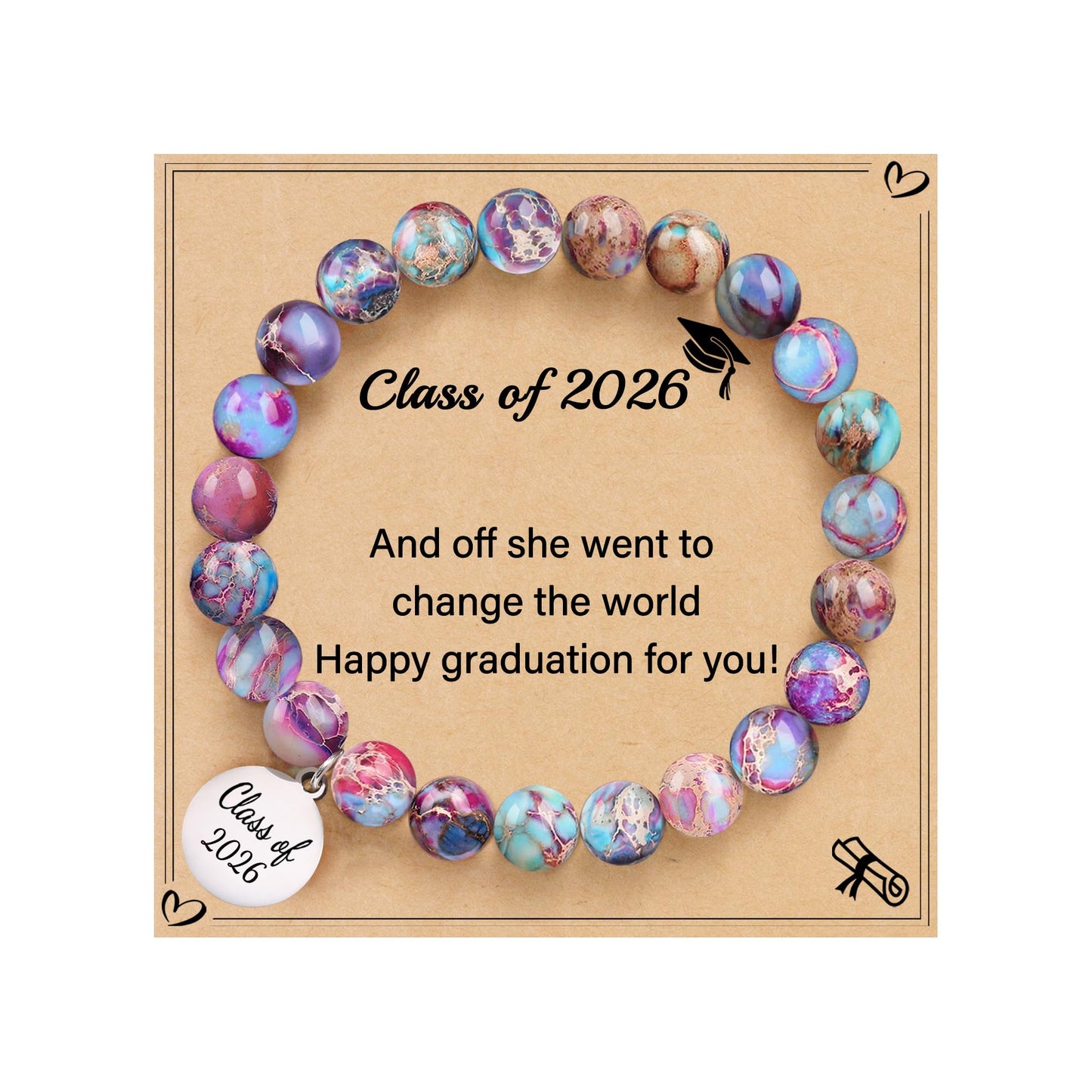 Sistble Class of 2026 Gifts, College Graduation Gifts 2026 Graduation Bracelet Inspirational Gifts for Women Friends Beaded Bracelets High School Grade Graduations Jewelry
