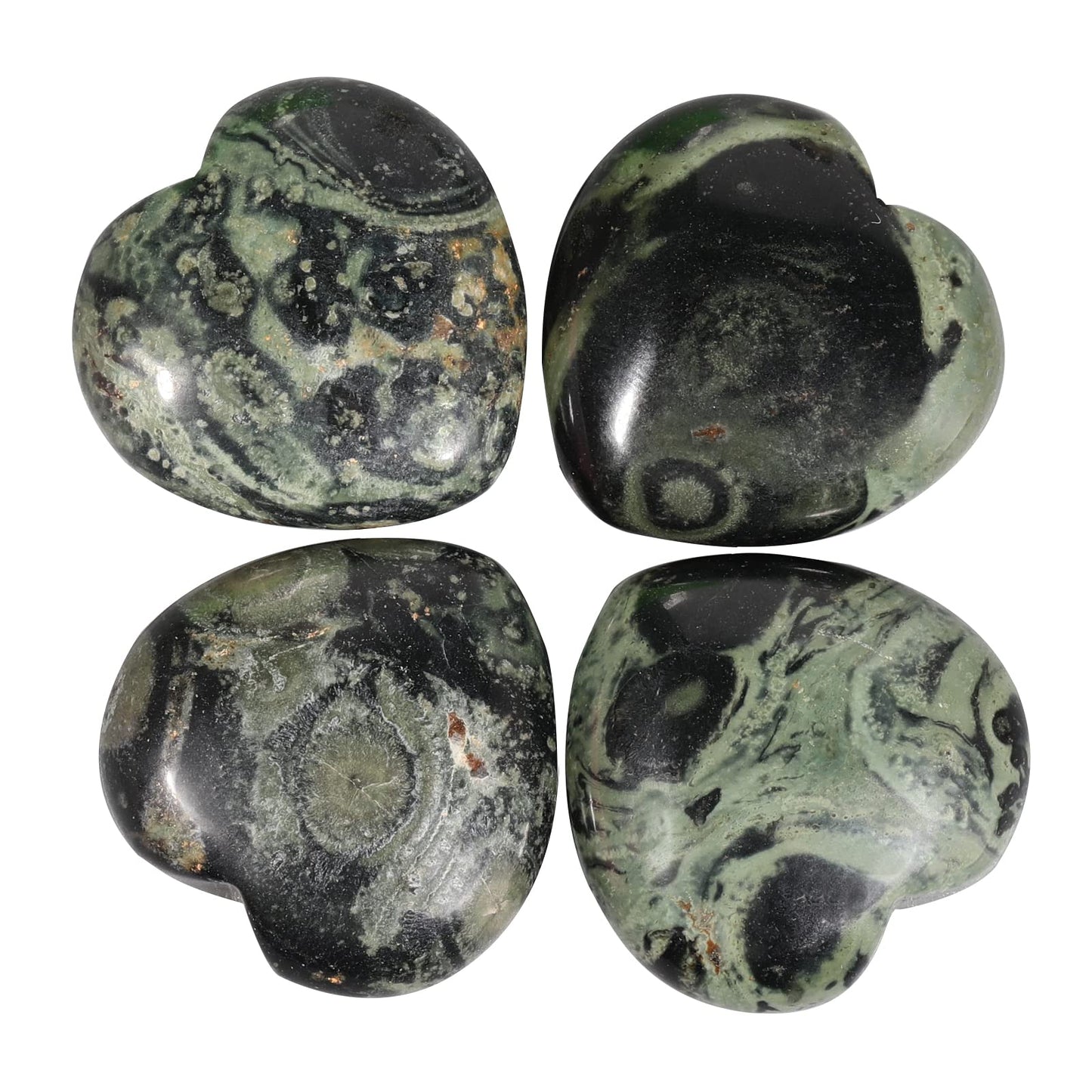 Loveliome 4 Pcs Natural Kambaba Jasper Love Heart Pocket Stone Healing Chakra Worry Stone(1 Inch)