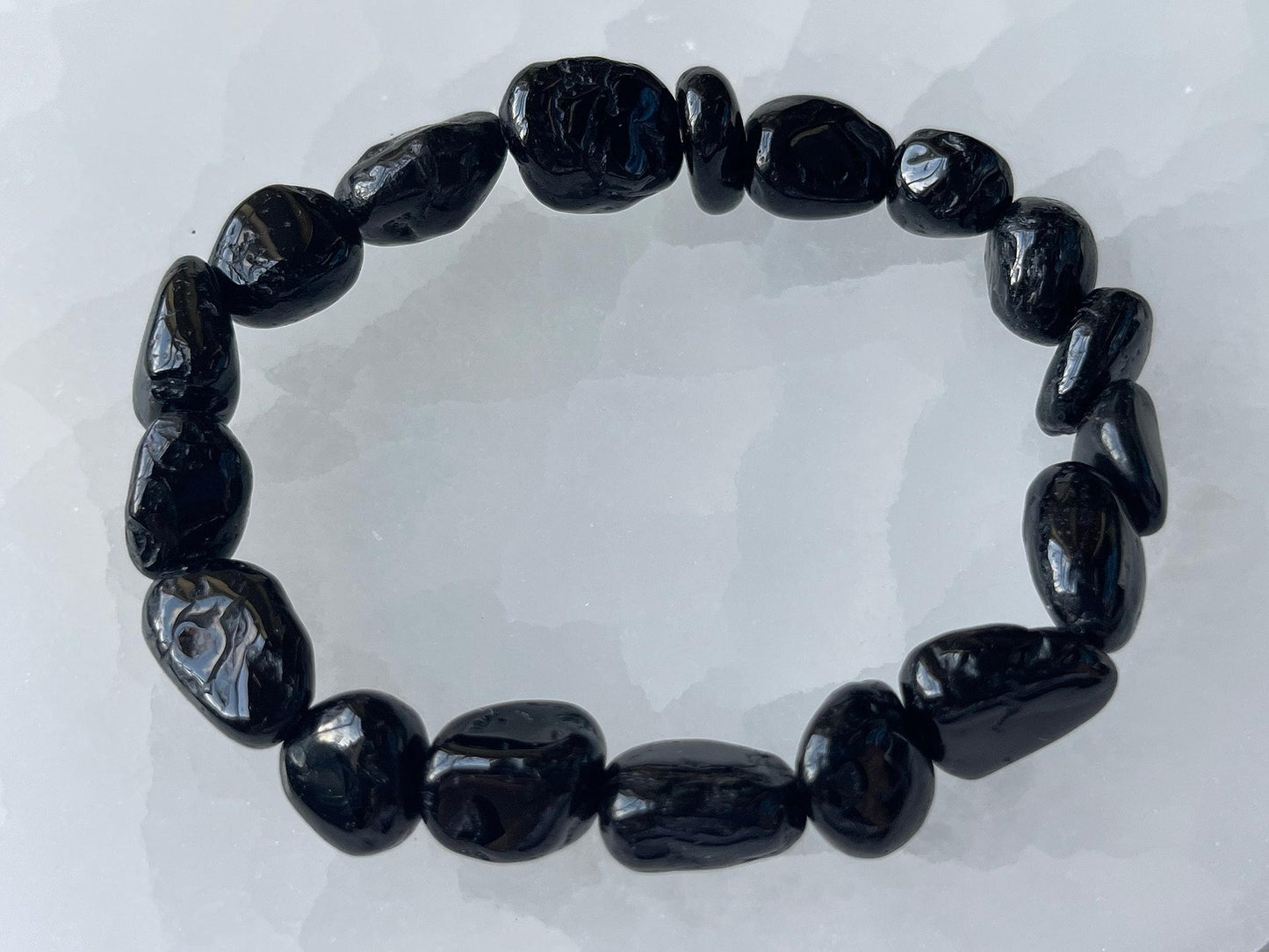 GAF TREASURES Black Tourmaline Crystal Nugget Bracelet, Genuine Black Tourmaline Tumbled Gemstone Bracelet, Healing Crystal Bracelet, Gift for Men & Women (1)