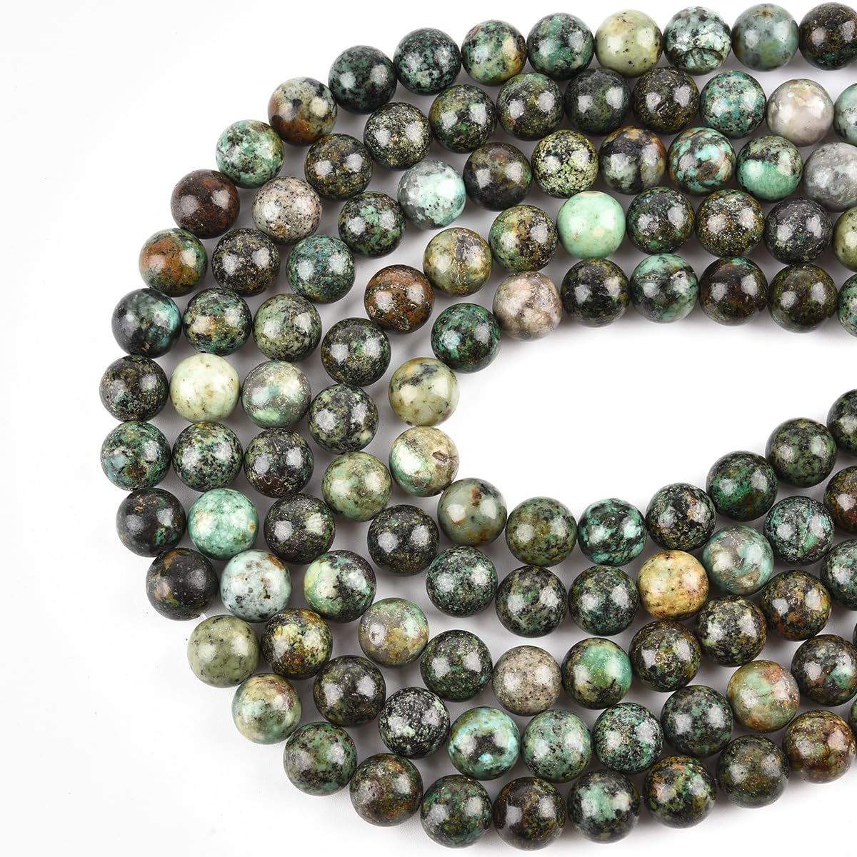 10mm Round African Turquoise Beads for Jewelry Making Natural Gemstone Semi Precious Strand 15 Inch(36-38pcs/Strand)