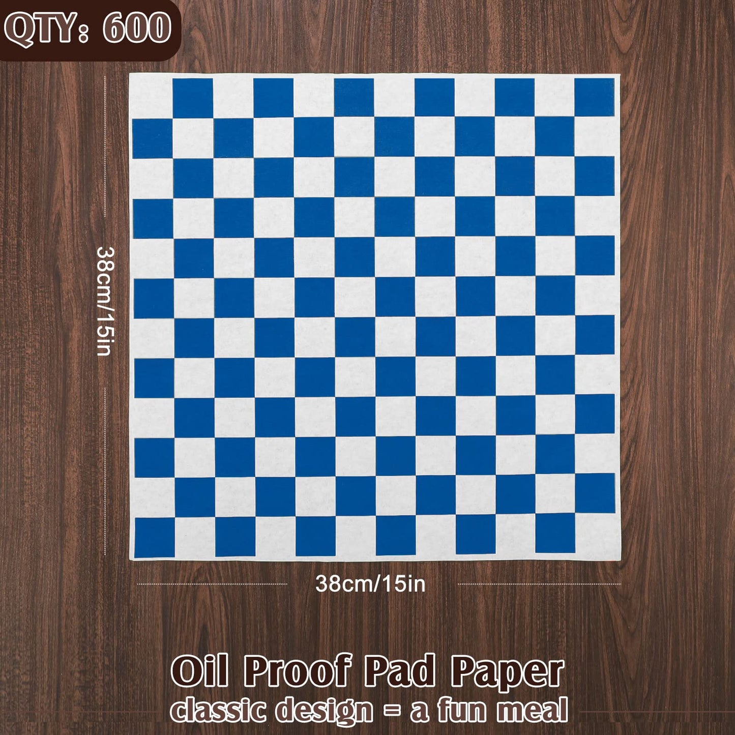 Honeydak 600 Pcs Sandwich Wrapping Paper Sheet 15x15 Checkered Food Wax Sheets Parchment Burgers Paper Basket Liner Grease Restaurant Wedding Party Supplies for Wrapping Bread BBQ