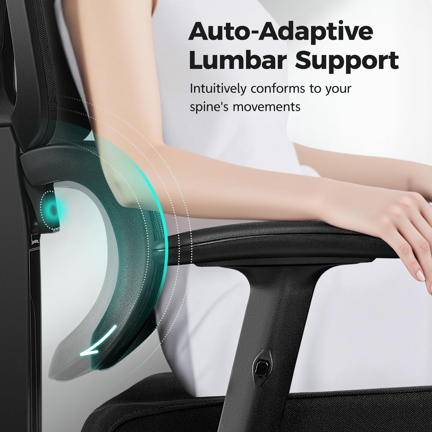 Ergonomic Office Chair High Back Desk Chair with Lumbar Support, Breathable Mesh Computer Chair with Adjustable Armrests Height, Reclining Swivel Big and Tall Gaming Chair for Home Office(Black)