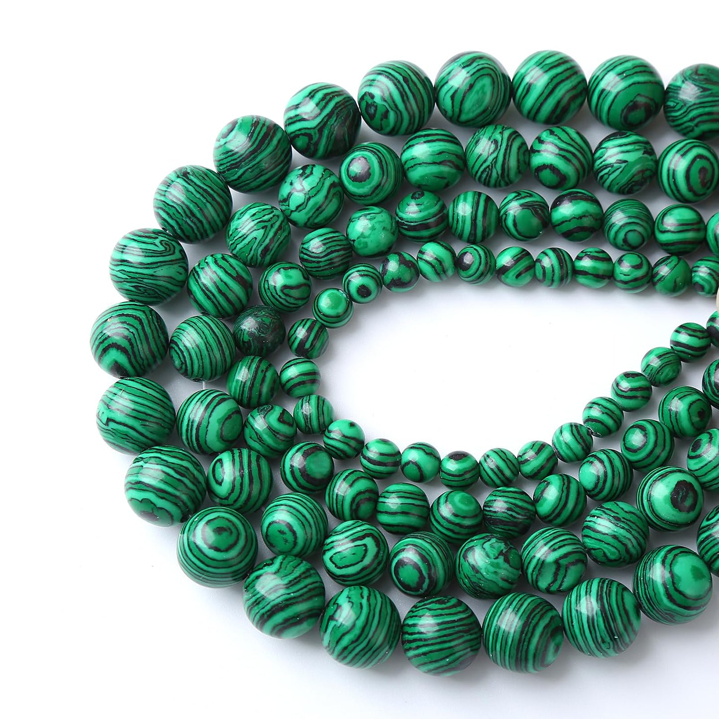 36pcs 10mm Synthetic Green Malachite Beads Natural Stone Round Loose Spacer Beads for Jewelry Making DIY Necklaces Bracelets 15" (10mm, Green Malachite)