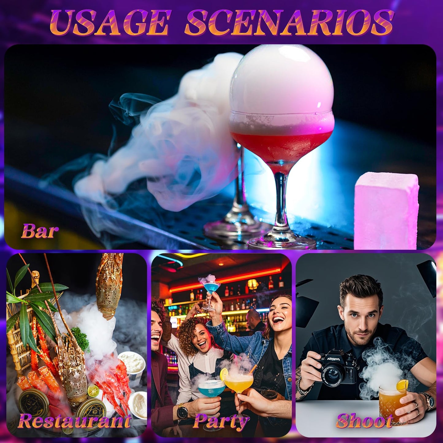 Electric Cocktail Smoke Bubble Gun Kit - Aroma Blaster with 4 Flavor Oils & Edible Bubbles | 5000mAh Rechargeable, Color Screen | Smoker for Whiskey, Food, Drinks | Great Gift for Dad, Men, Bartender
