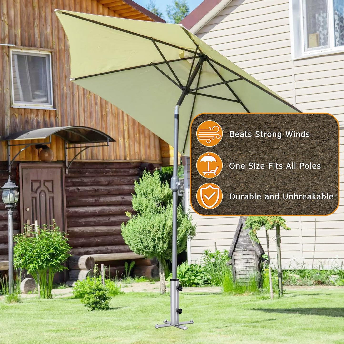 Hammrit Removable Inground Umbrella Stand Anchor with 4 Spike, Metal Grass Umbrella Ground Stake, Outdoor in Ground Parasol Base Mount, Beach Umbrella Sand Anchor Holder for Beach,Sand,Yard,Lawn