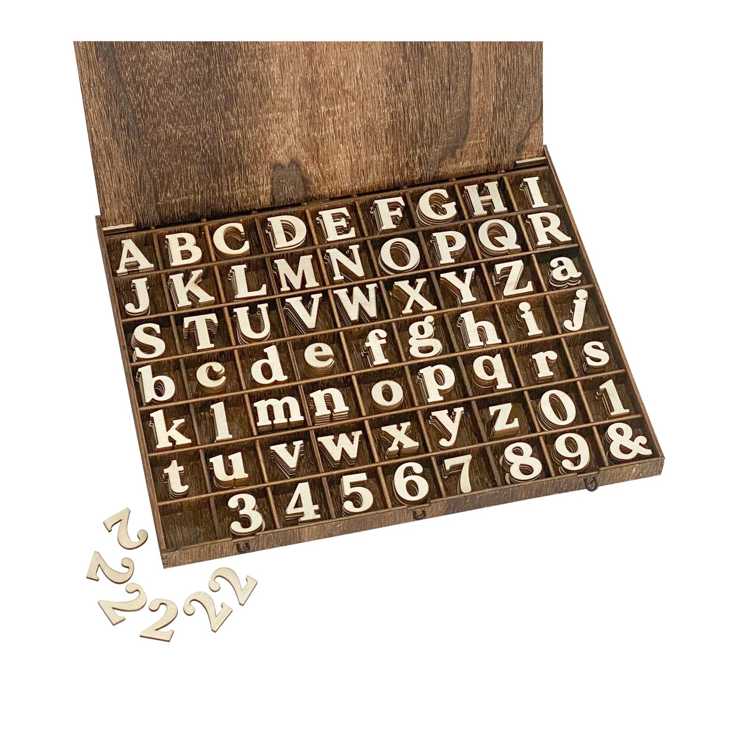 706 Pieces 1 Inch Wood Alphabet Letters Wooden Numbers Mini Capital & Lowercse Letters with Rustic Storage Box for Home Decor Spelling Education Homemade Crafts Party Gifts