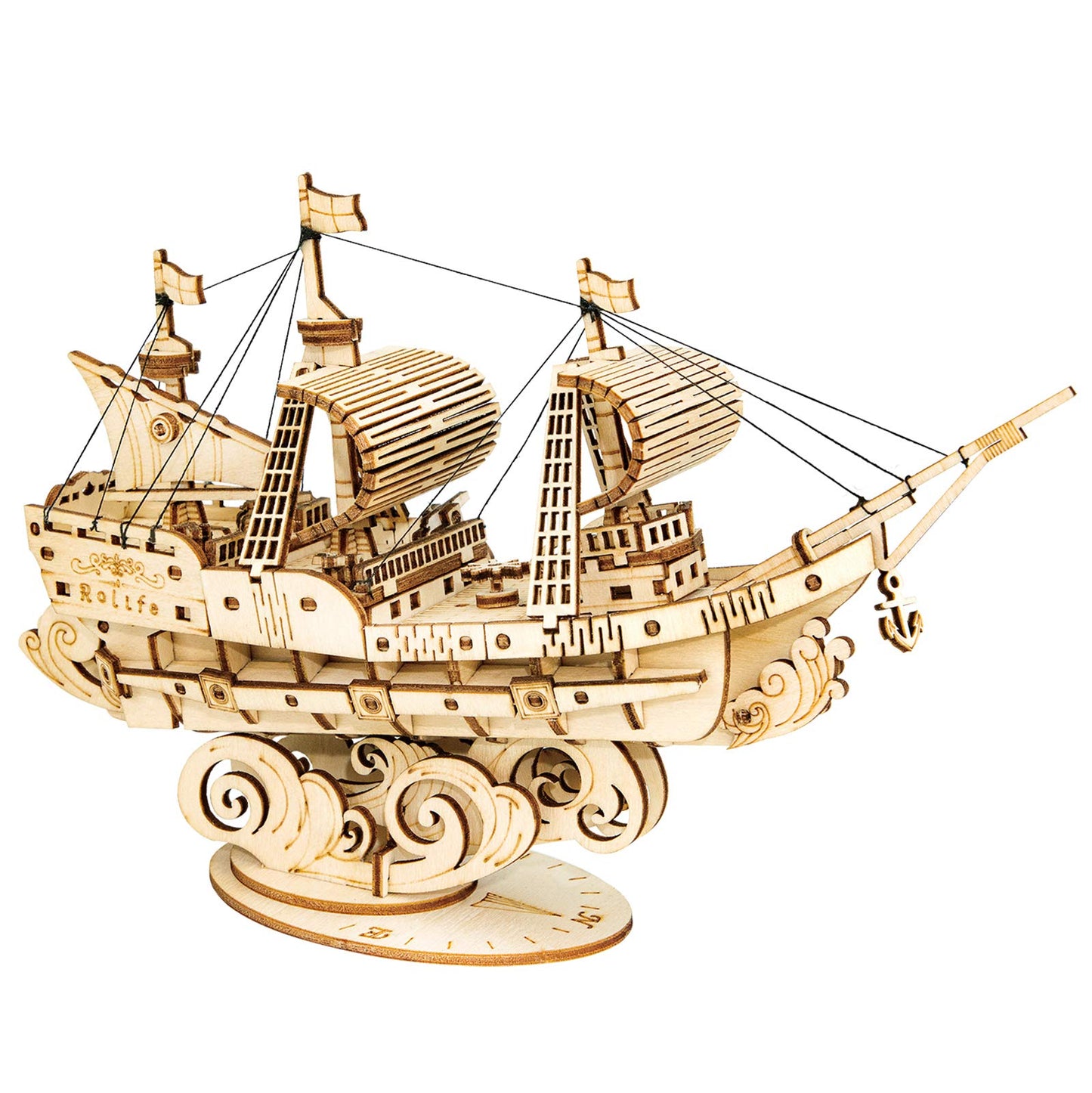 Rolife 3D Wooden Puzzles Model Kit for Adults to Build, Wooden Model Ship Series Sailing Ship Building Model Kit, DIY Crafts Hobbies/Collections/Decorations/Gifts for Friends and Family (Sailing Ship)