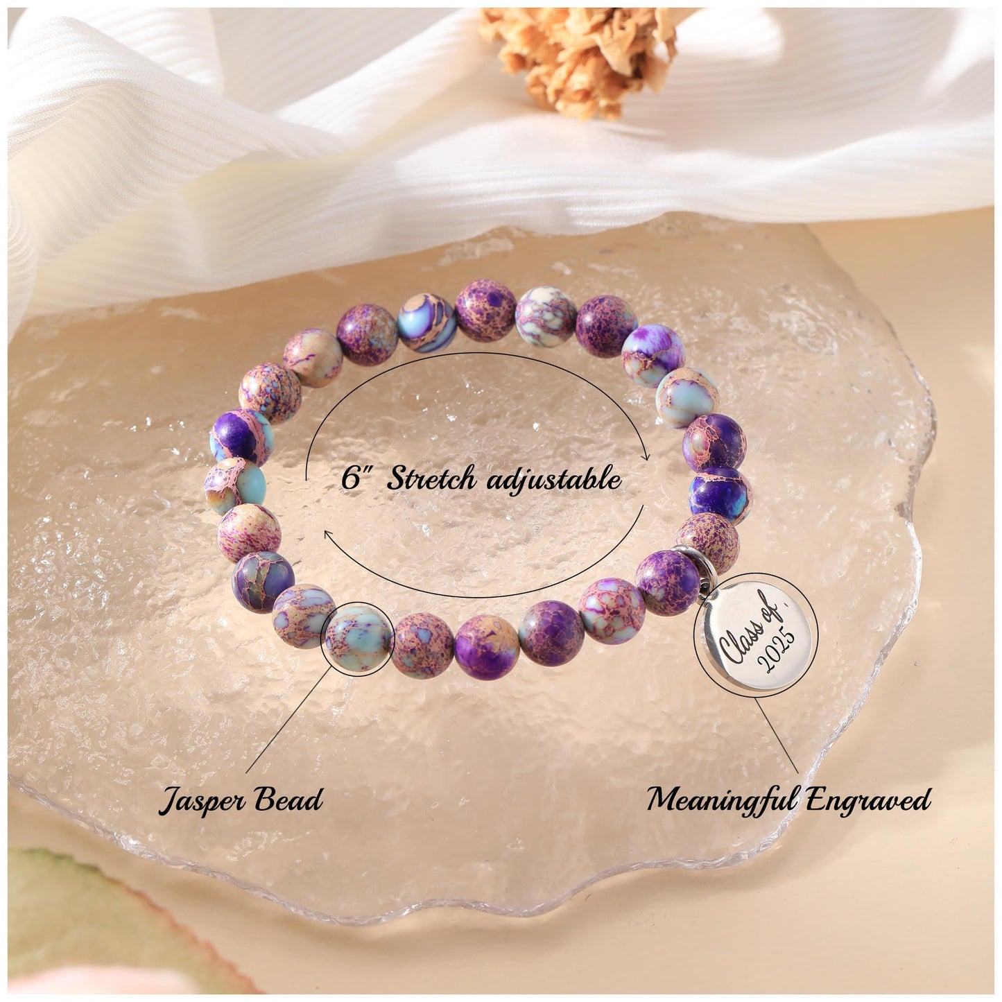 Sistble Graduation Gifts for Granddaughter Graduation Bracelets 2026 The Adventure Begins Engraved Granddaughter Gifts from Grandma Bead Bracelet 5th 8th Grade High School Gift Jewelry
