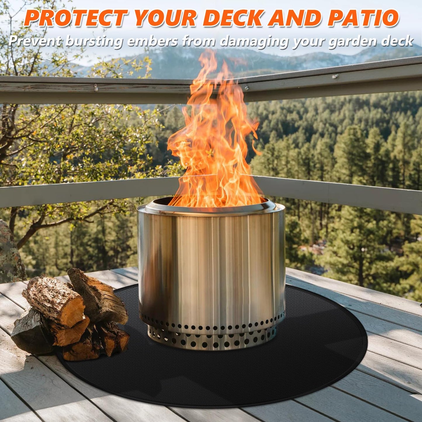 Huchiz 36'' Fire Pit Mat for Solo Stove Bonfire, Double-Sided Fireproof Under Grill Mat Deck Patio Protector Pad, Round BBQ Mat for Solo Stove Accessories, Easy to Clean, Reusable