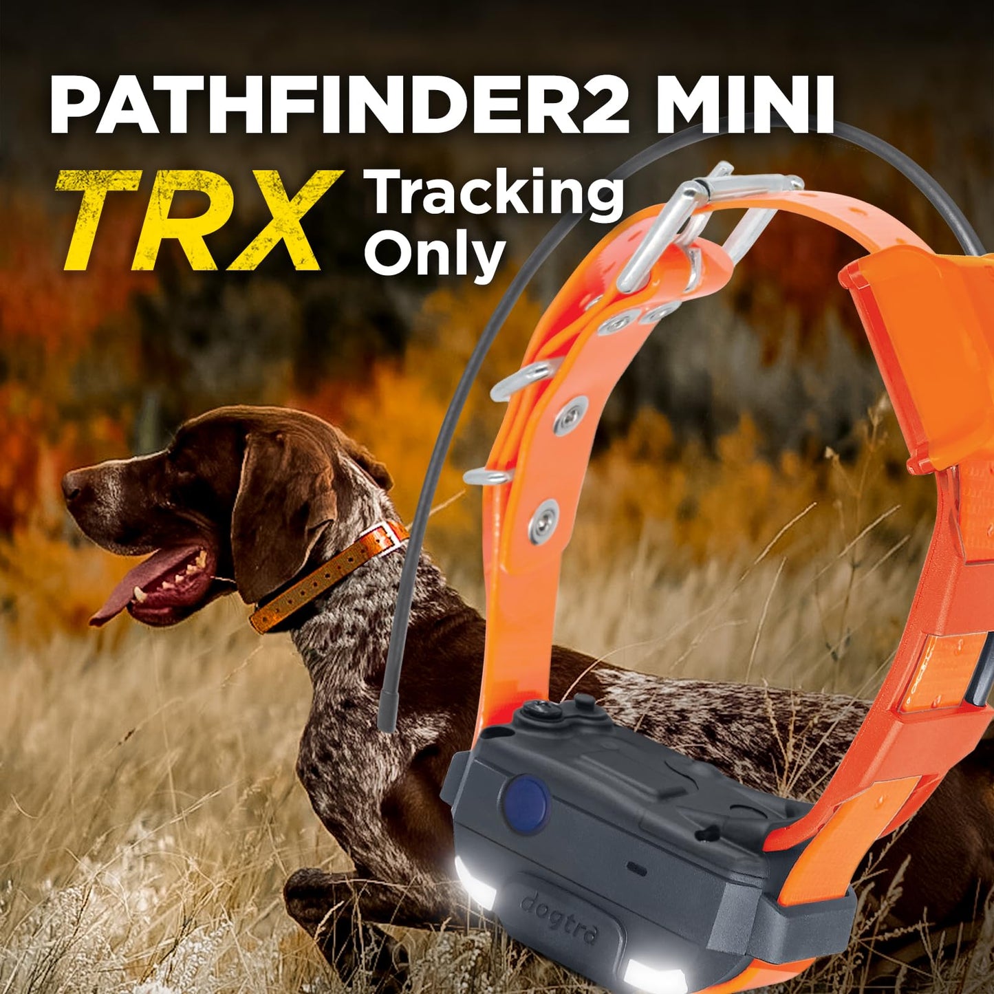 Dogtra Pathfinder 2 Mini TRX Additional Receiver Dog GPS Tracker LED Light Orange Collar SmartWatch Compatible Rechargeable Waterproof Free Offline Maps No Monthly Fee Smartphone Required