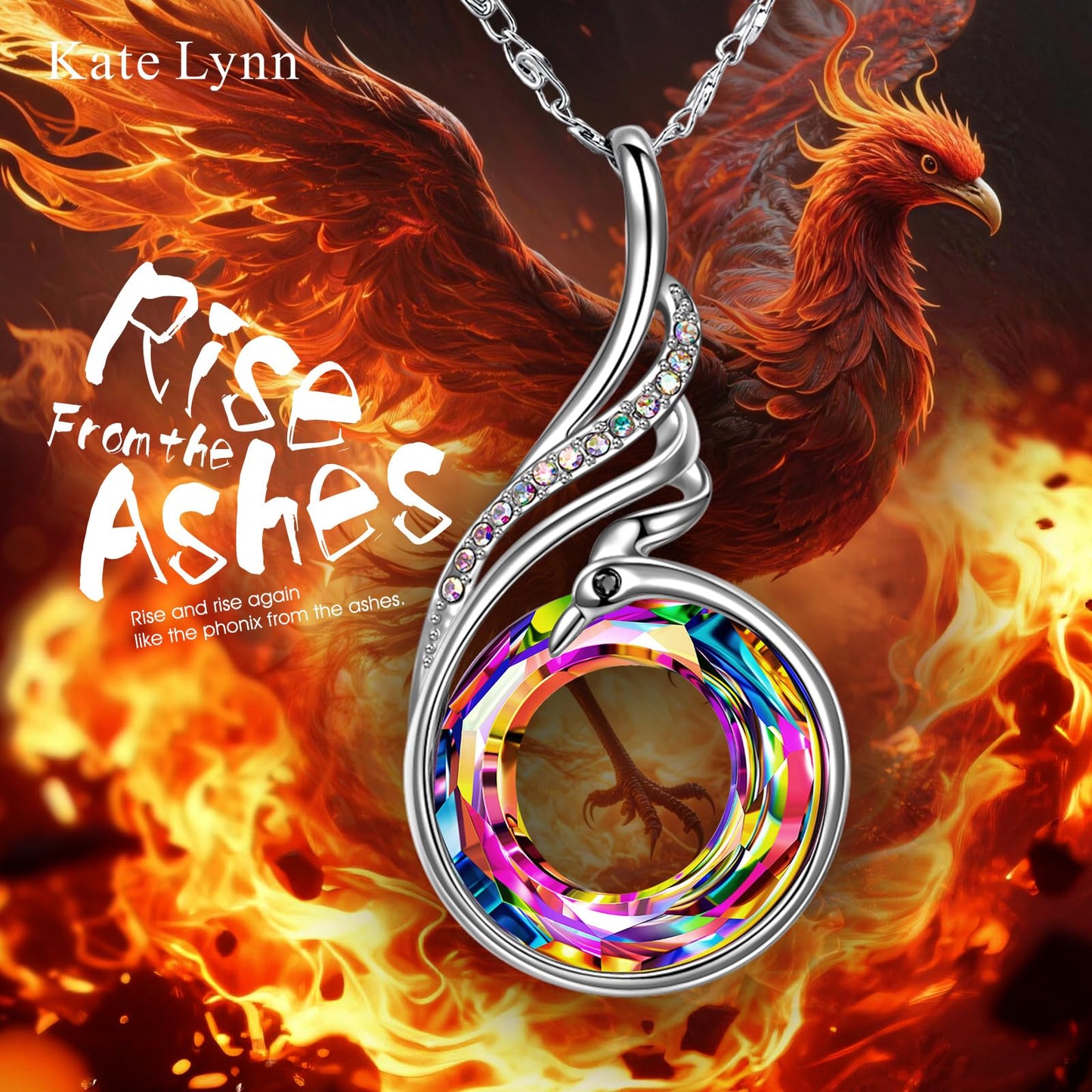 Kate Lynn Phoenix Necklace for Women Jewelry for Women Crystal Pendant Necklace Birthday Gifts for Women Unique Necklaces for Ladies Friends