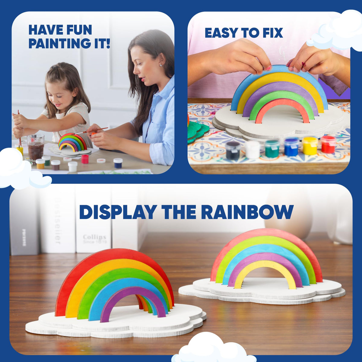 CRAFTY HAPPITOYS Set of 9 DIY Rainbow Craft Painting Set - Easter Gift Craft for Kids 6-8, 8-12 Years Old - Fun Craft Kit - Kids Party Favors
