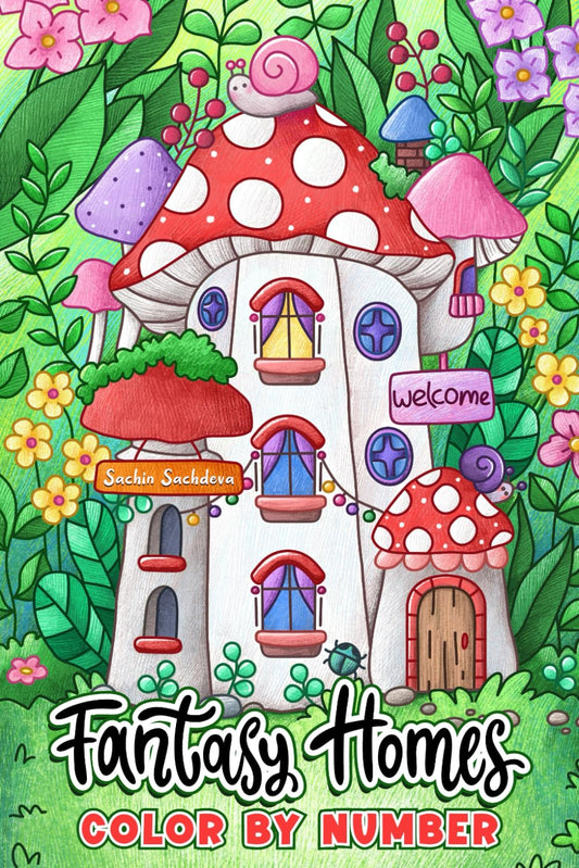 Fantasy Homes: Color by Number Coloring Book for Teens and Adults featuring Tiny Fairy House, Gnomes Cottage and Dreamy Castles (Pocket Size Color by Numbers Coloring Book)