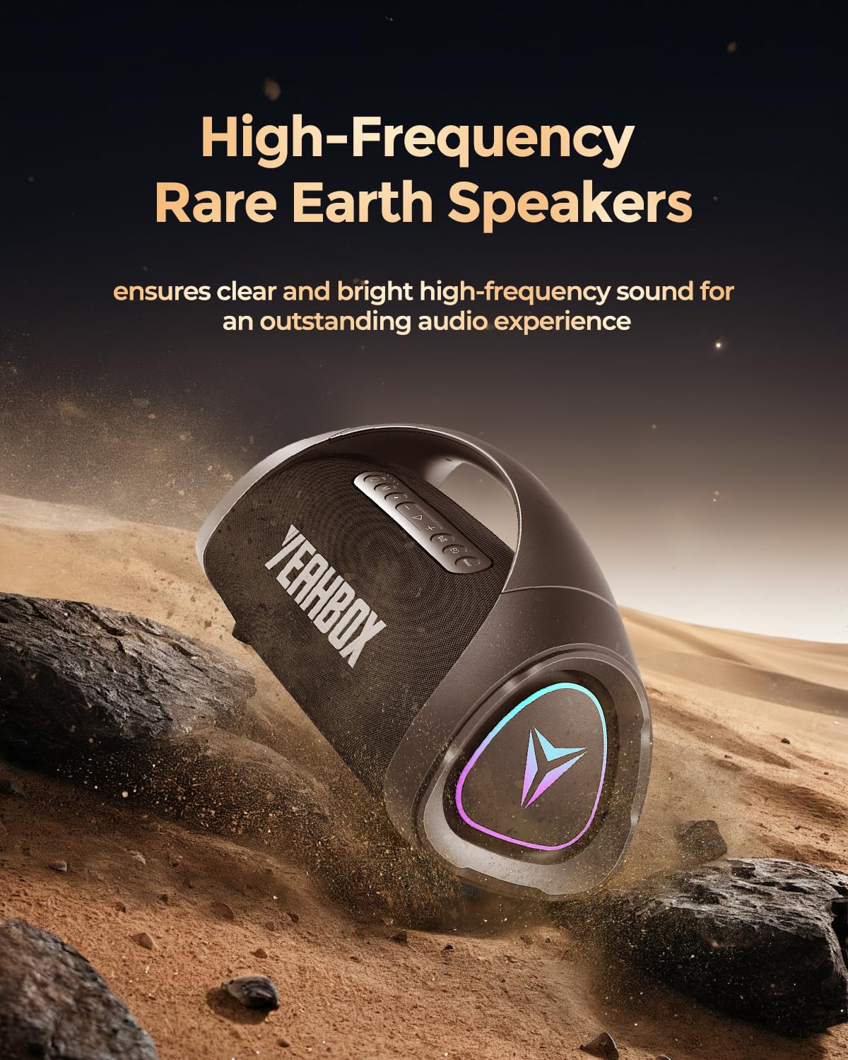 YEAHBOX Sonic Boom MAX 300W Max Large Bluetooth Speaker Loud, Massive Bass, IPX66 Waterproof Party Portable Speaker with Subwoofer/EQ/Fast Charge, Outdoor Wireless Speakers