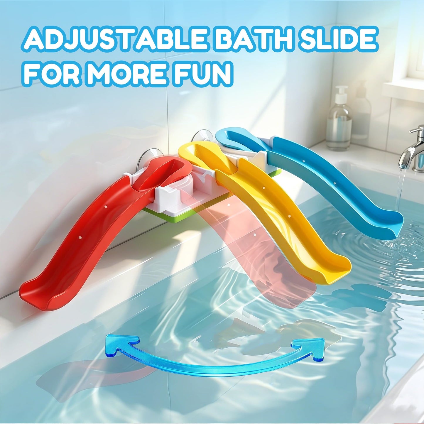 iPlay, iLearn Baby Slide Bath Toys for Toddlers 1-3, Infant Bathtub Shower Toy Set, Fun Bathtime Floating Animals, Kids Bathing Tub Pool Water Playset, Birthday Gift 12 18 Months, 1 2 3 Yrs Boys Girls