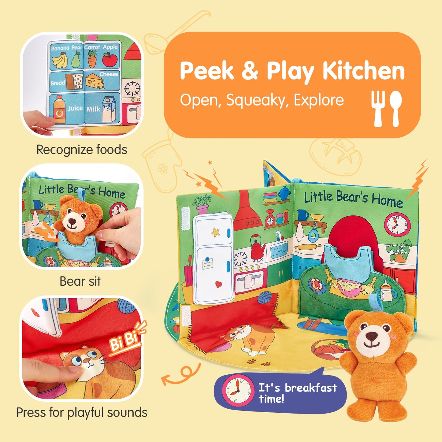 hahaland Baby Book for 1 Year Old - Touch and Feel Soft Activity Books Tummy Time Baby Toy 6 9 12 18 Months Interactive Book for Babies 6-12 Month on Airplane Birthday Easter Basket Stuffers