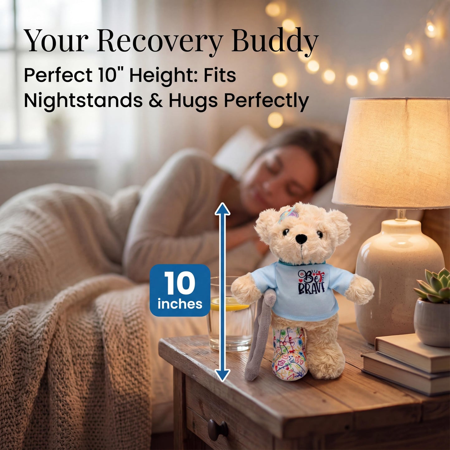 SHSEEN 10" Broken Leg Bear with Adjustable Cast & Plush Crutch - Get Well Stuffed Animal for Kids. Knee Surgery Recovery Gifts for Teen - Teddy Bear with Broken Leg
