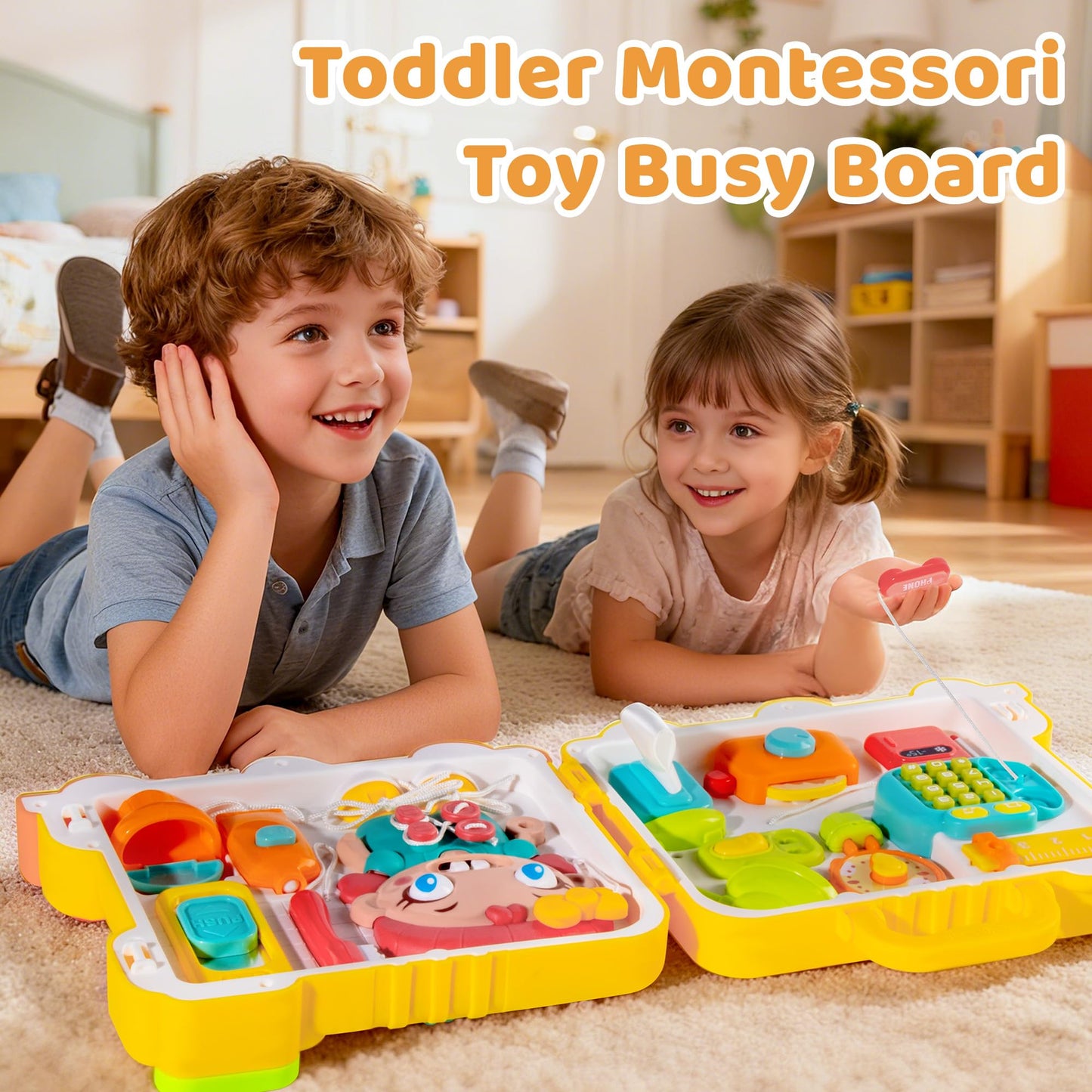 iFaveorr Montessori Busy Board for 1-2 Year Old Girl Gift, Musical Montessori Toys for 1 Year Old, Early Educational Toy for Toddler 1-3, Christmas, Birthday Gift for 1+ Year Old Baby Girl