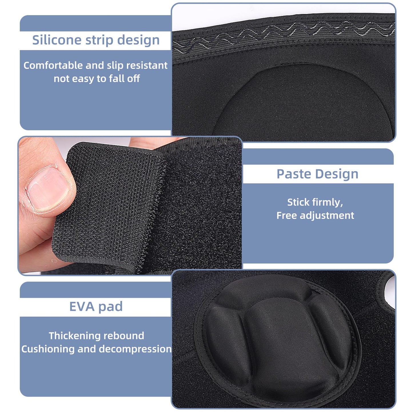 Sefexn Anti-collision Knee Pads, Adjustable Knee Support Patellar Fixation Protection with Thick EVA Foam Lining for Outdoor Sports and Gardening Working, 1 Pair Black One Size