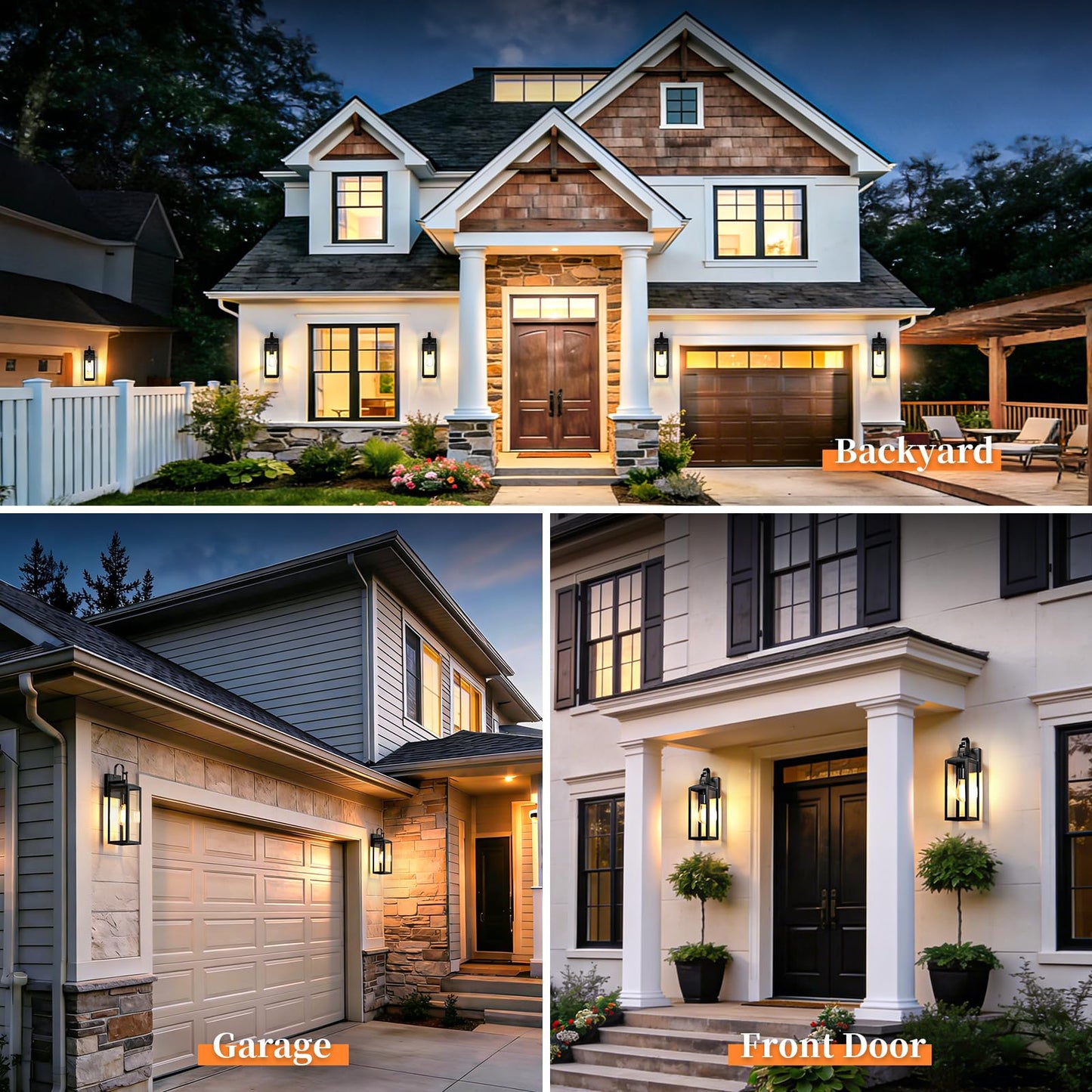 16'' Large Outdoor Wall Lights 2 Packs, Black Exterior Lighting Fixtures, Waterproof Outside Lights for House, Modern Outdoor Sconce Porch Light, Farmhouse Wall Lanterns for Front Door, Patio, Garage