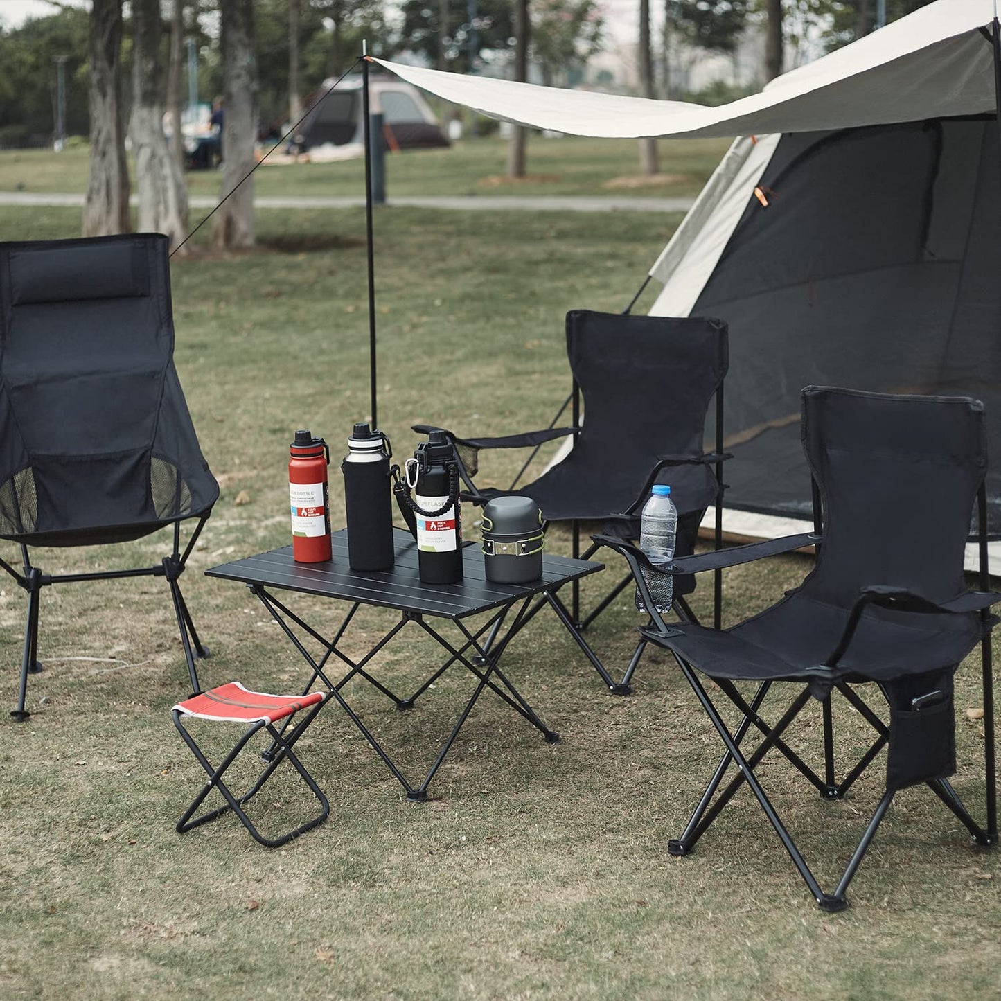 Damei century 4Pack Folding Camping Chairs-Lightweight, Installation-Free, Portable Chair for Beach, Lawn, Outdoor Sports,Black