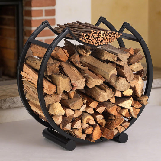 Yohsnor 23-Inch Indoor Firewood Rack - Durable Metal Log Holder for Fireplace Storage - Space-Saving Design, Perfect for Indoor & Outdoor Use - Rustic Home Décor Solution