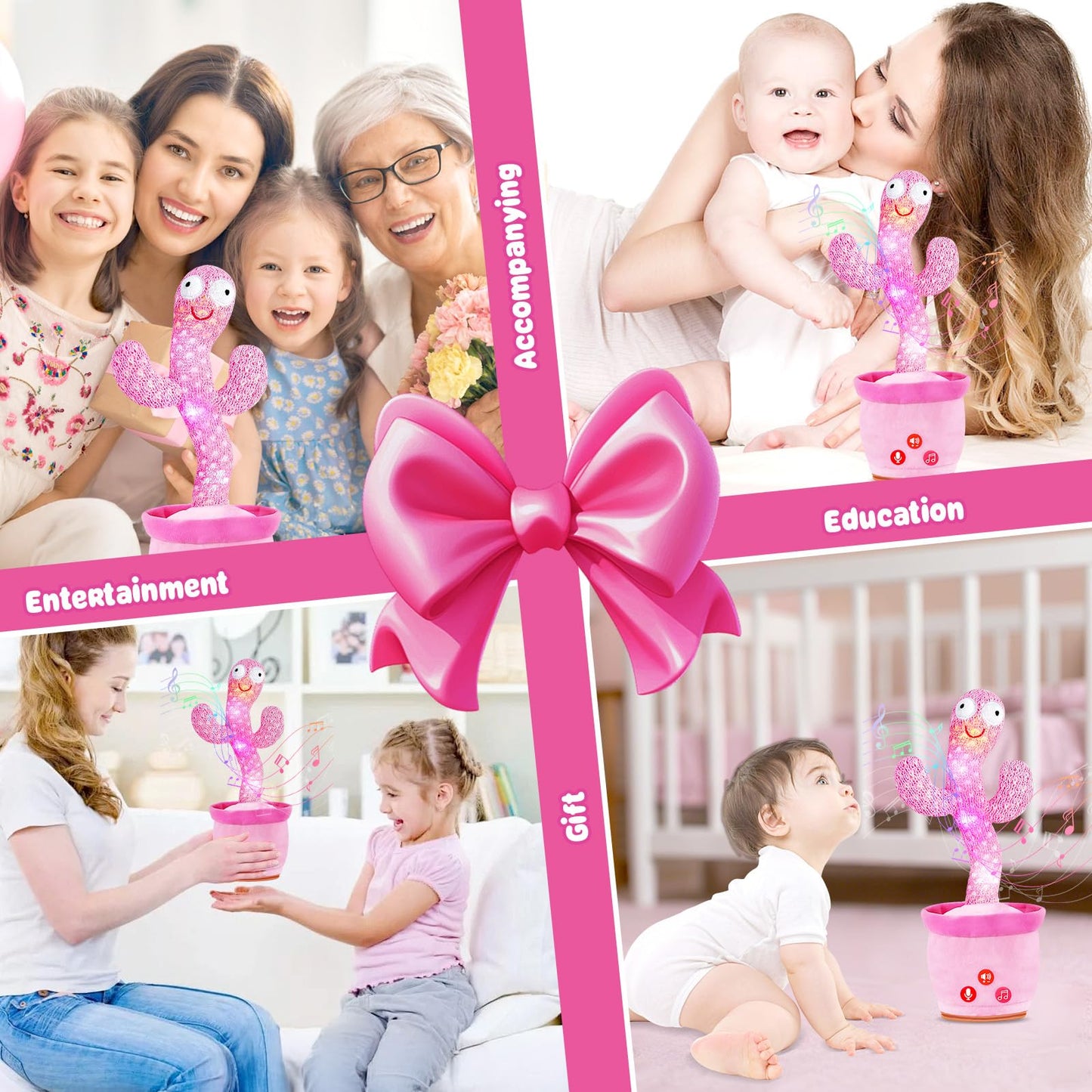 SANJOIN Dancing Talking Cactus Toy for Baby Toddlers, Baby Girl Toys 18 Months+, Adjustable Volume, Mimicking, Recording & Singing. Baby Toys for Girls, Interactive Gifts for 1 Year Old Girl
