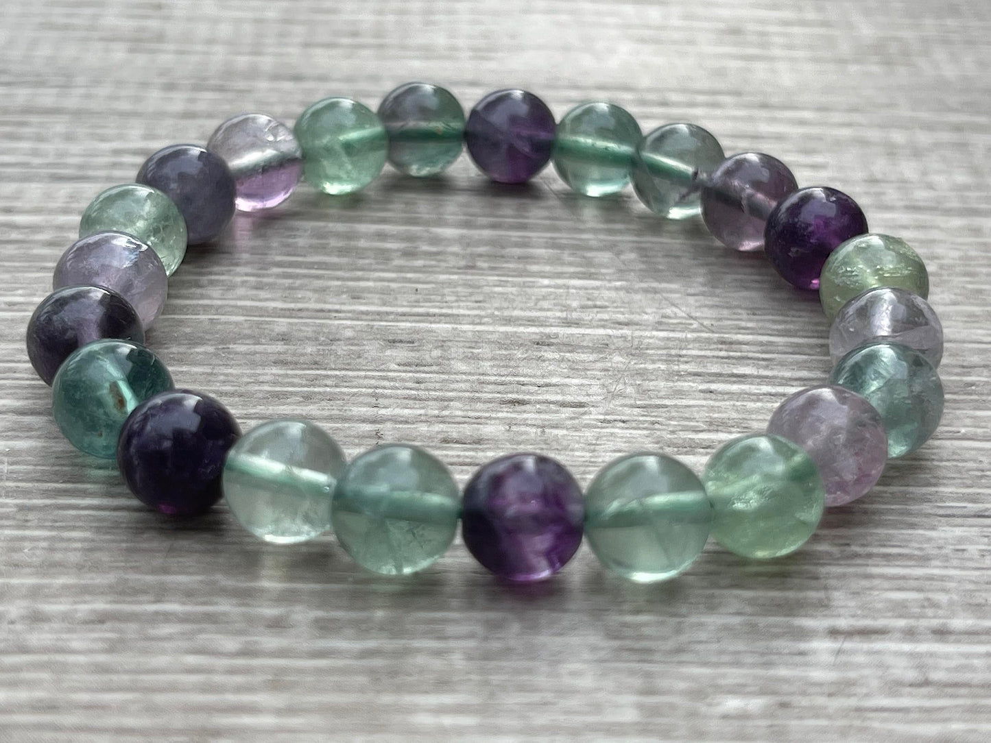 GAF TREASURES Rainbow Fluorite Crystal Bead Bracelet 8mm, Genuine Rainbow Fluorite Stretch Gemstone Bracelet, Healing Crystal Bracelet, Gift for Men & Women (1)